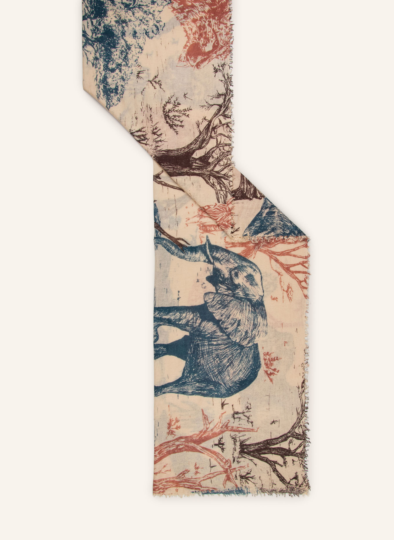 Mouleta Cashmere Scarf: BEIGE / DARK ORANGE / TEAL