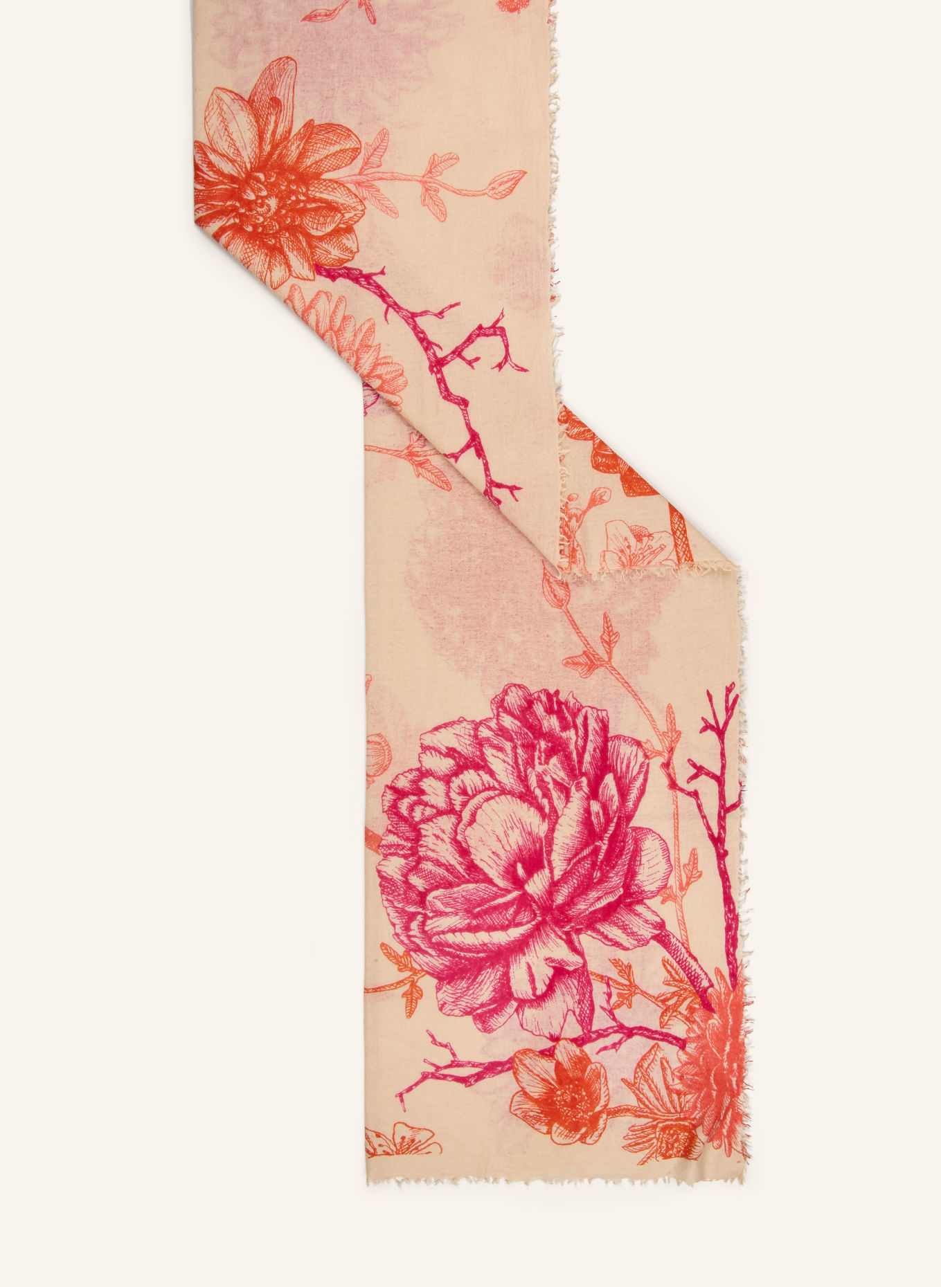 Mouleta Cashmere Scarf: BEIGE / RED / ORANGE