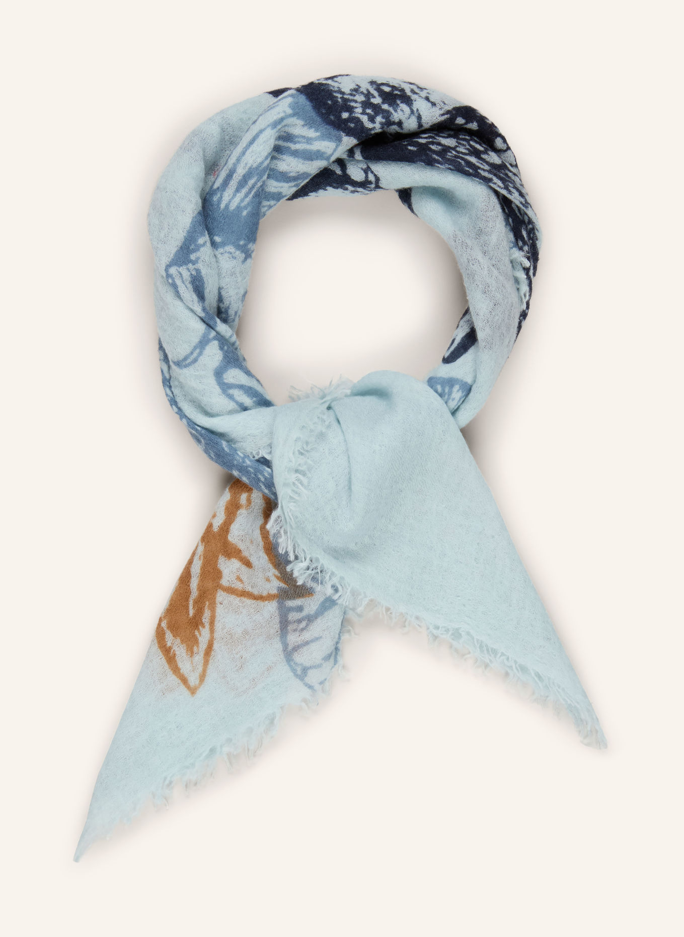 Mouleta Cashmere Scarf: LIGHT BLUE / BEIGE / DARK BLUE