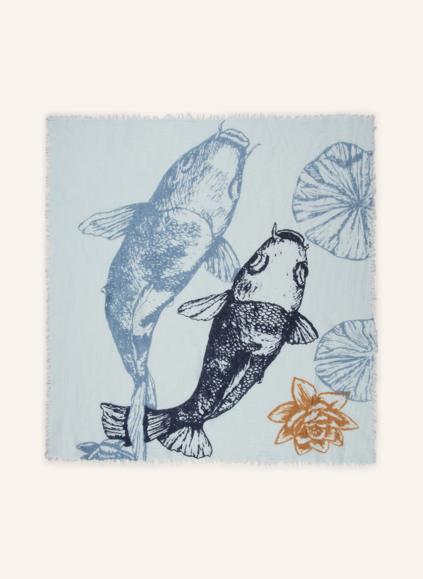 Mouleta Cashmere Scarf: LIGHT BLUE / BEIGE / DARK BLUE