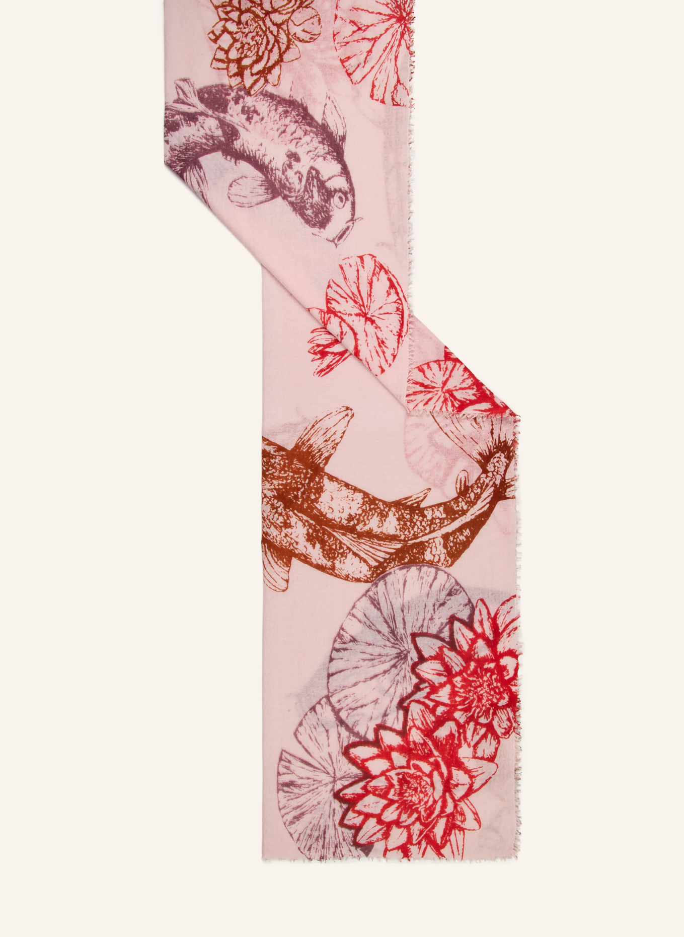 Mouleta Cashmere Scarf: LIGHT PINK / BROWN / RED
