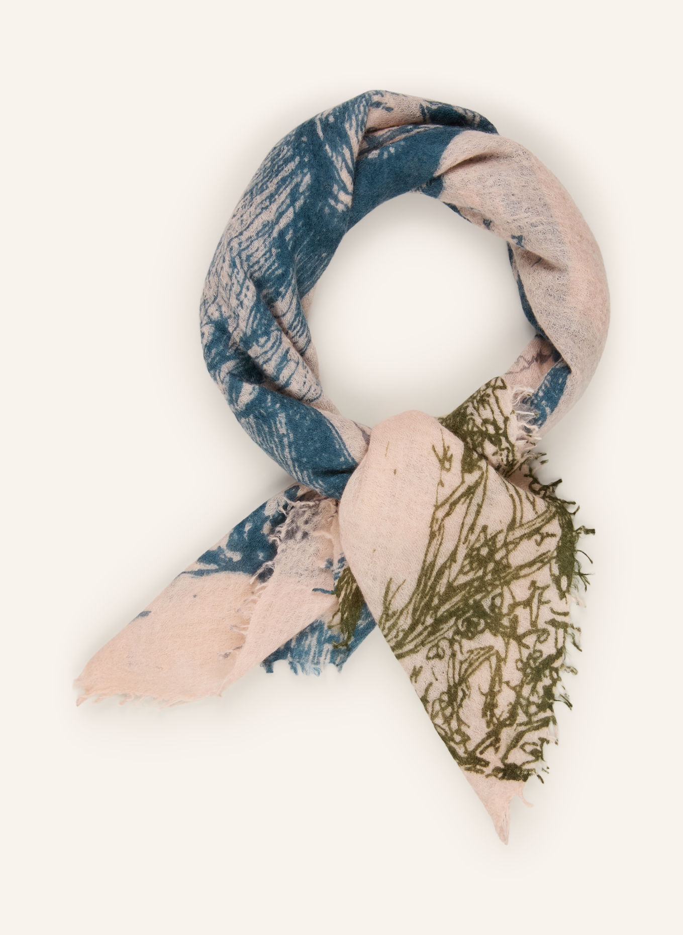 Mouleta Cashmere Scarf: BEIGE / GRAY / TEAL
