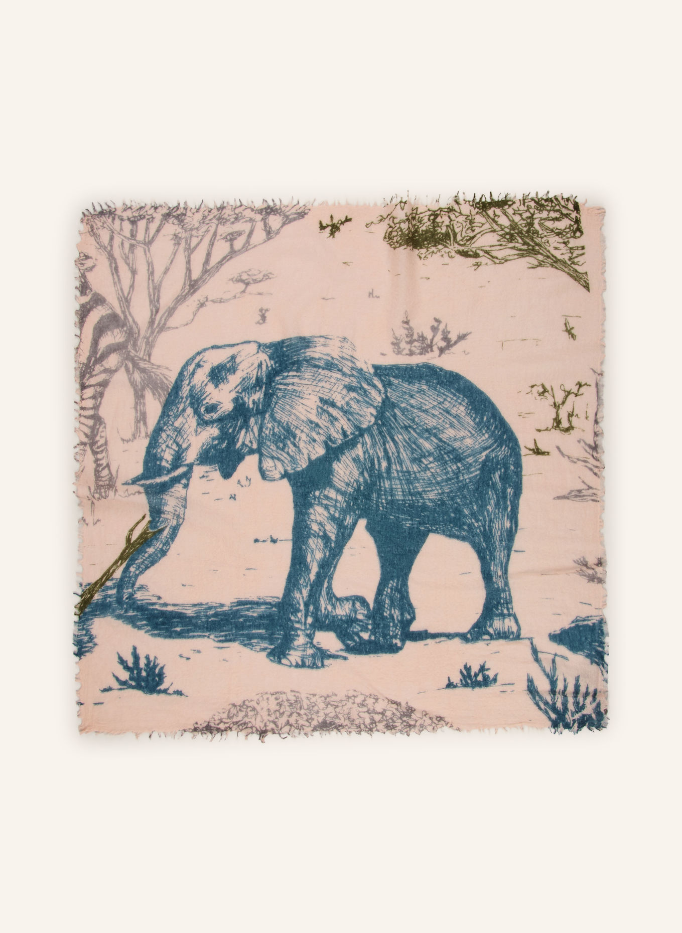 Mouleta Cashmere Scarf: BEIGE / GRAY / TEAL