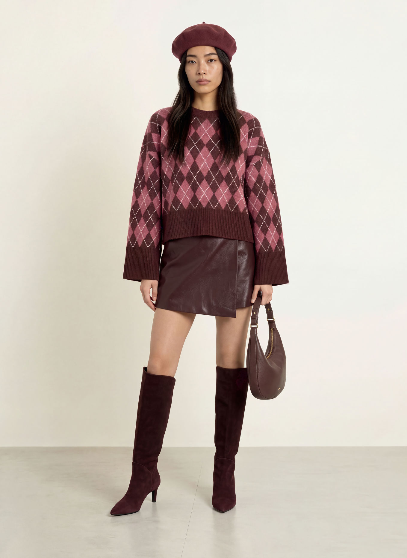 NEO NOIR Skort ELAYNE in Lederoptik: DUNKELROT