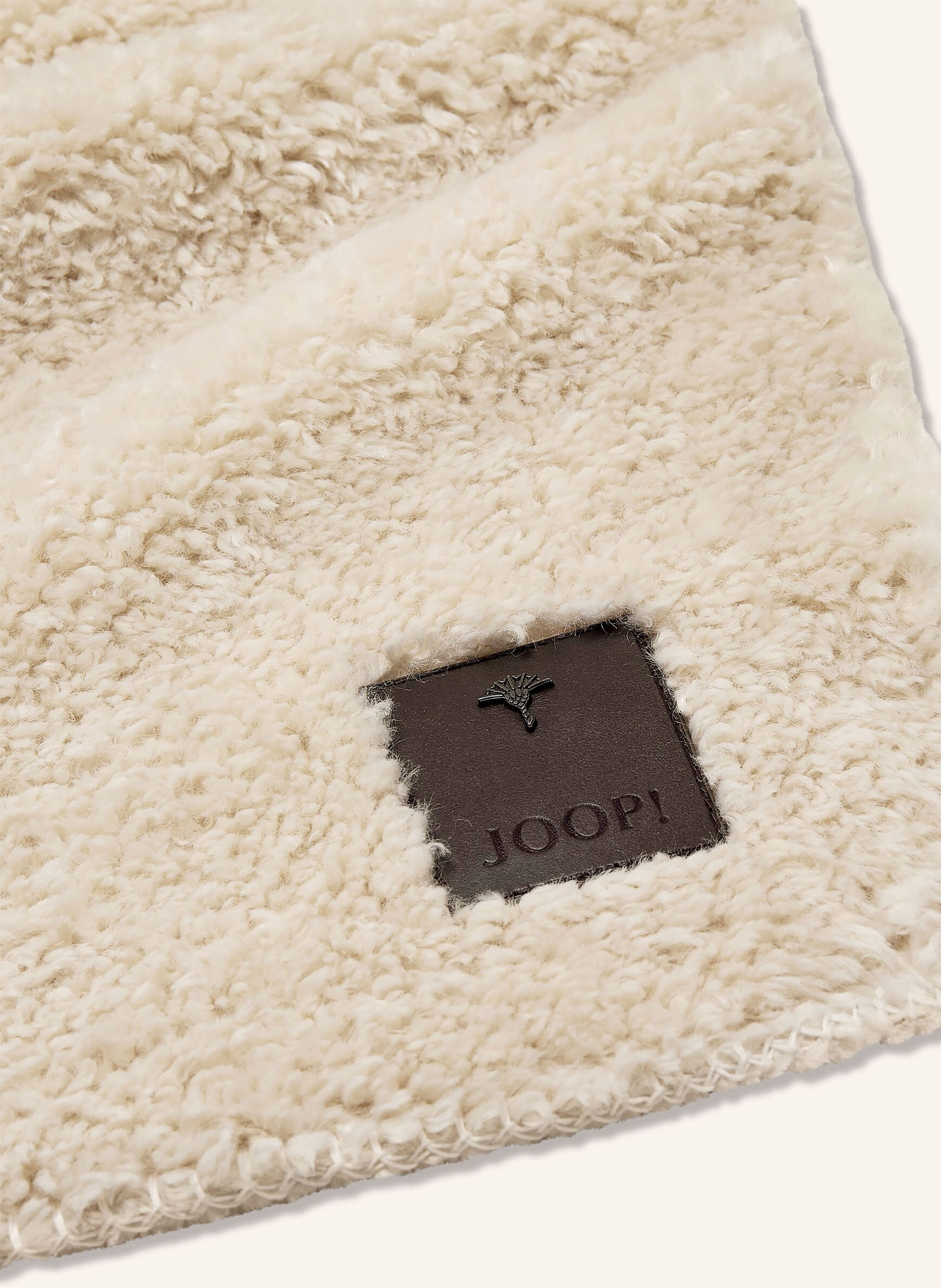 JOOP! J!CURLY throw blanket with teddy fur: ECRU