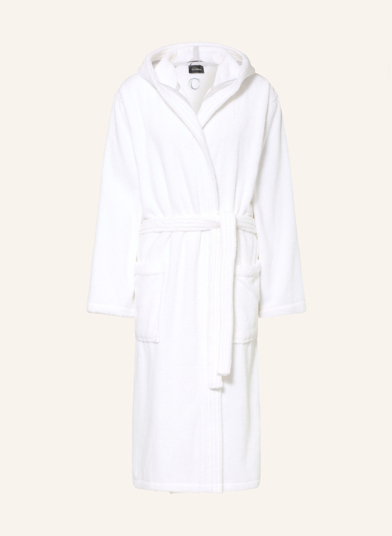 Cawö Men's WTH Hooded Bathrobe: WHITE