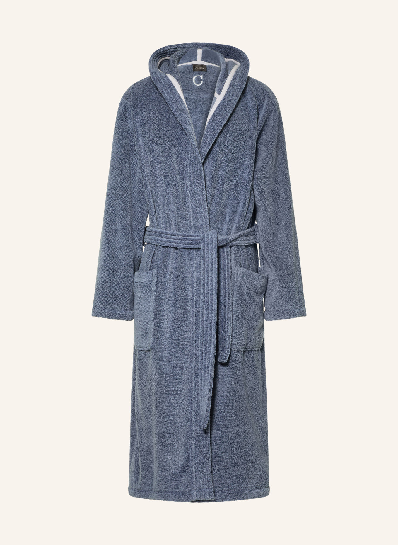 Cawö Men's WTH Hooded Bathrobe: BLUE GRAY