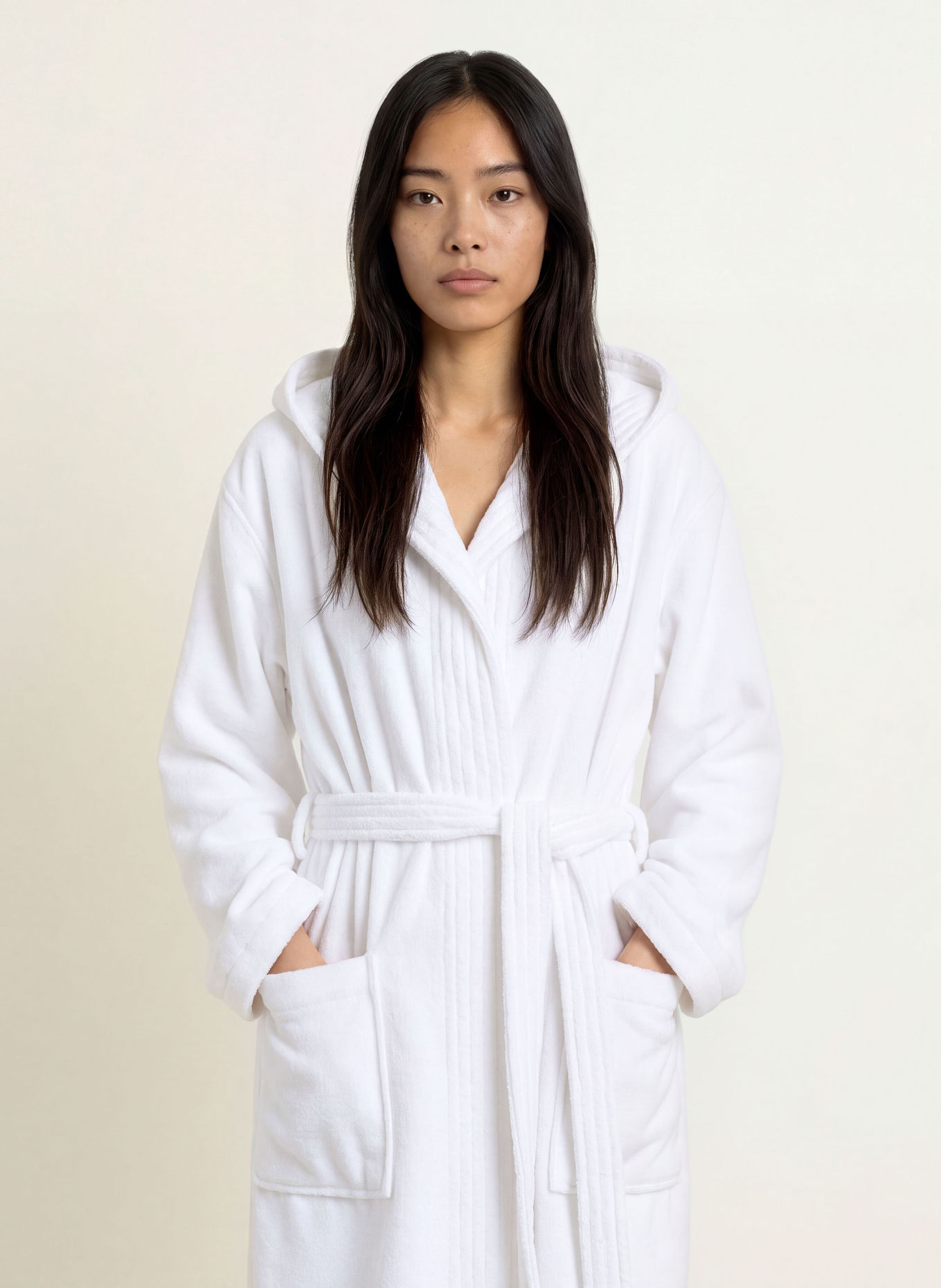 Cawö Peignoir unisexe à capuche: BLANC