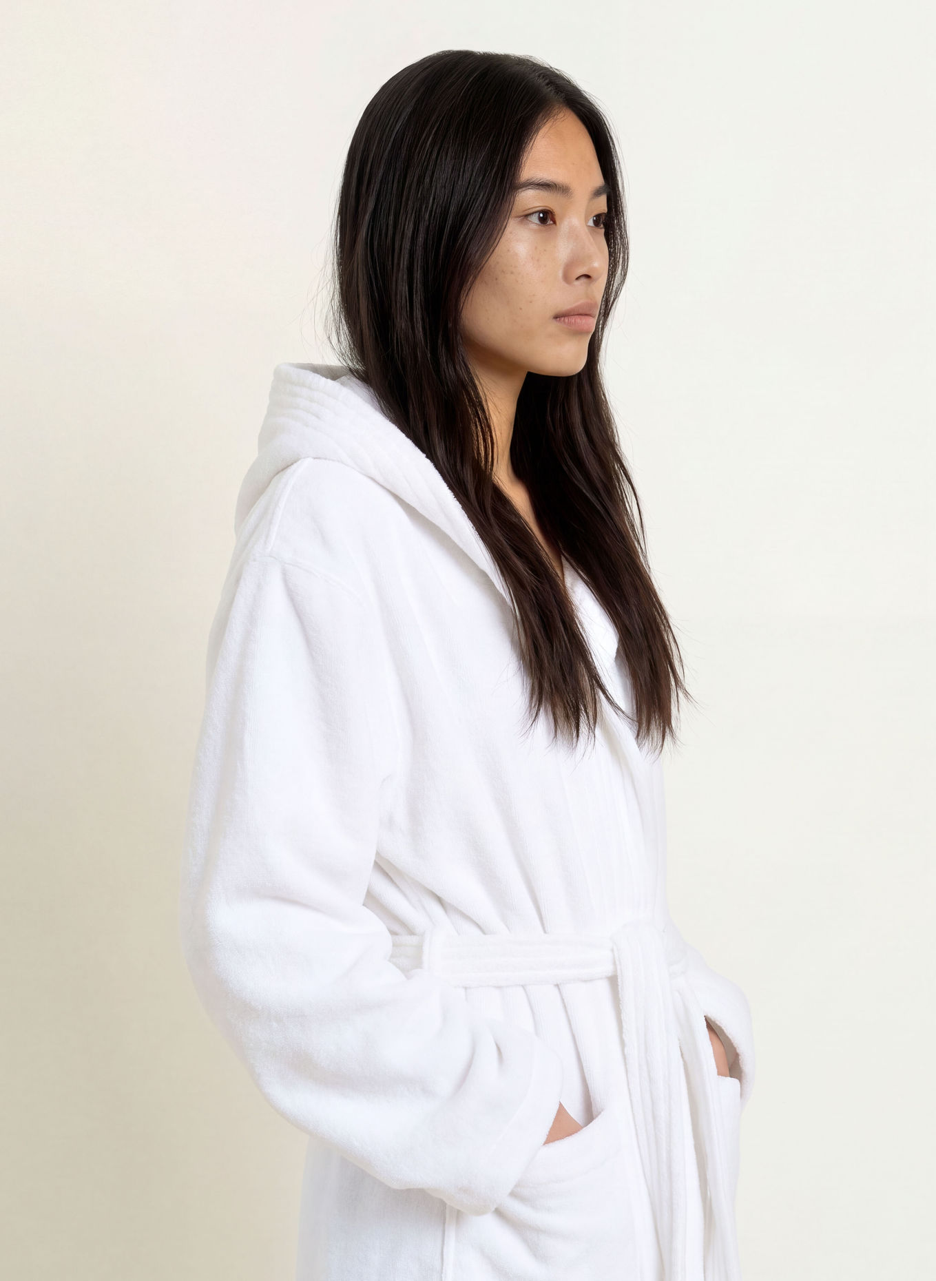 Cawö Peignoir unisexe à capuche: BLANC