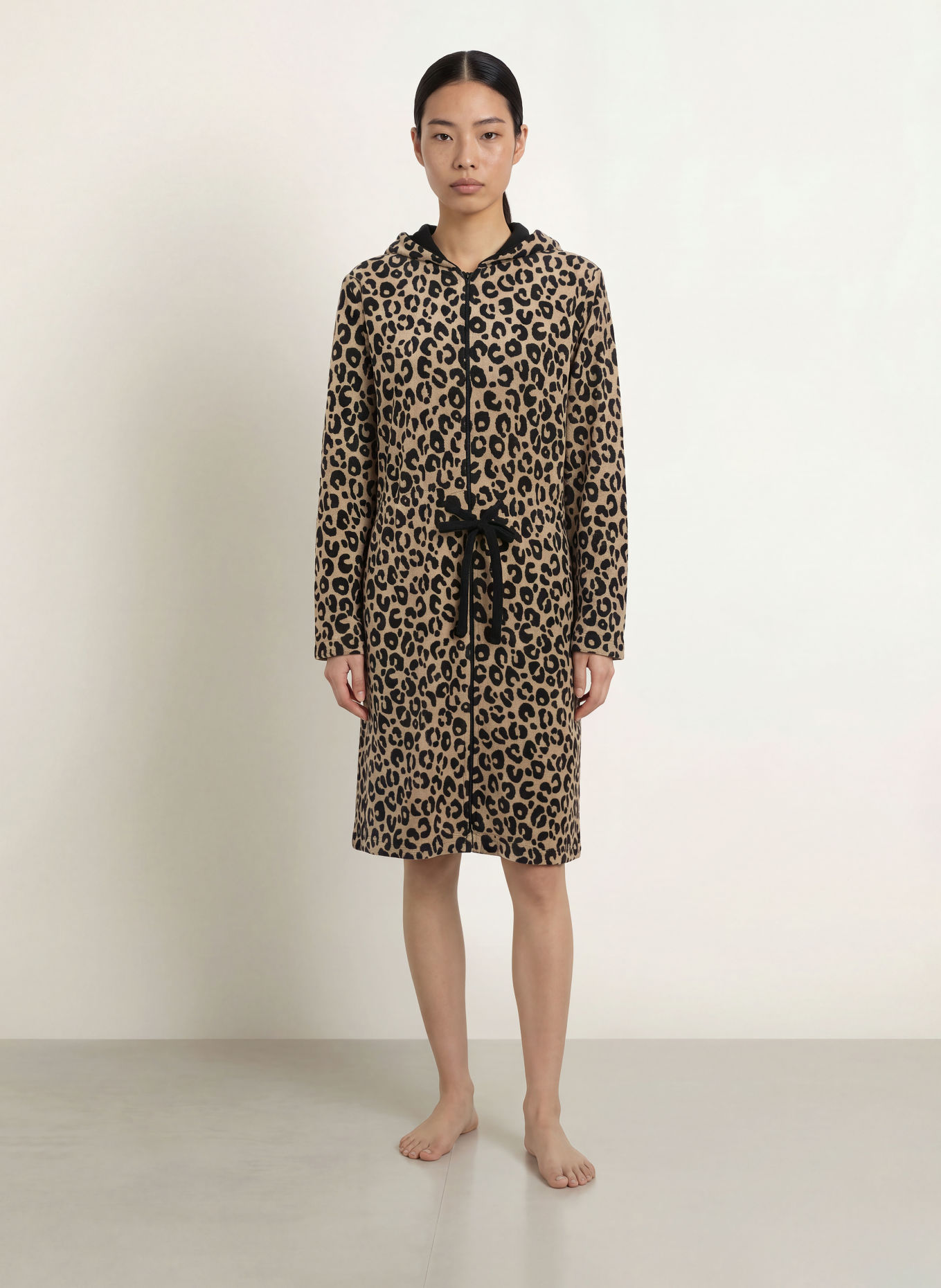 Cawö Peignoir unisexe à capuche: BEIGE / NOIR