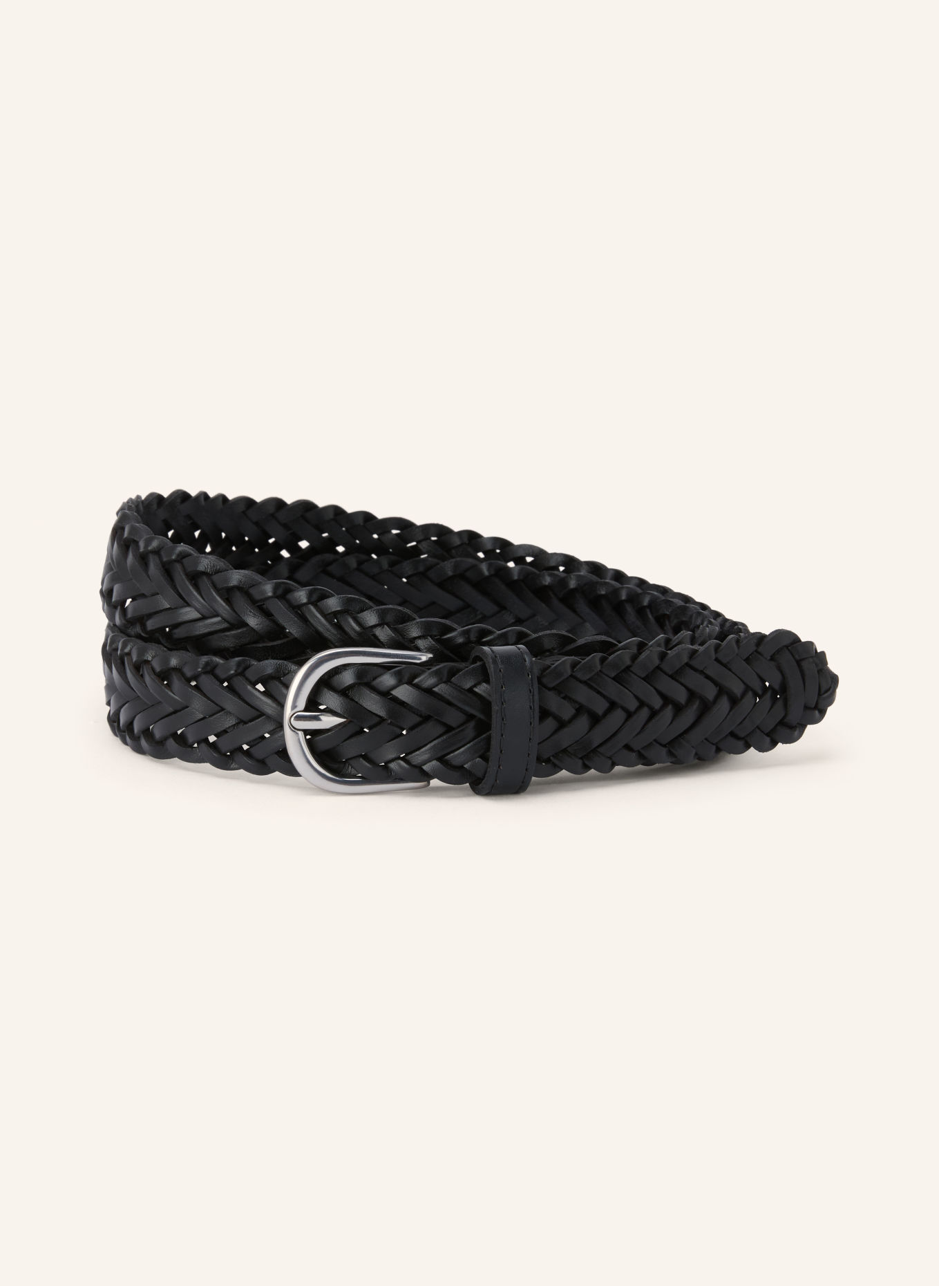 ARKET Braided belt made of leather: BLACK / SILVER