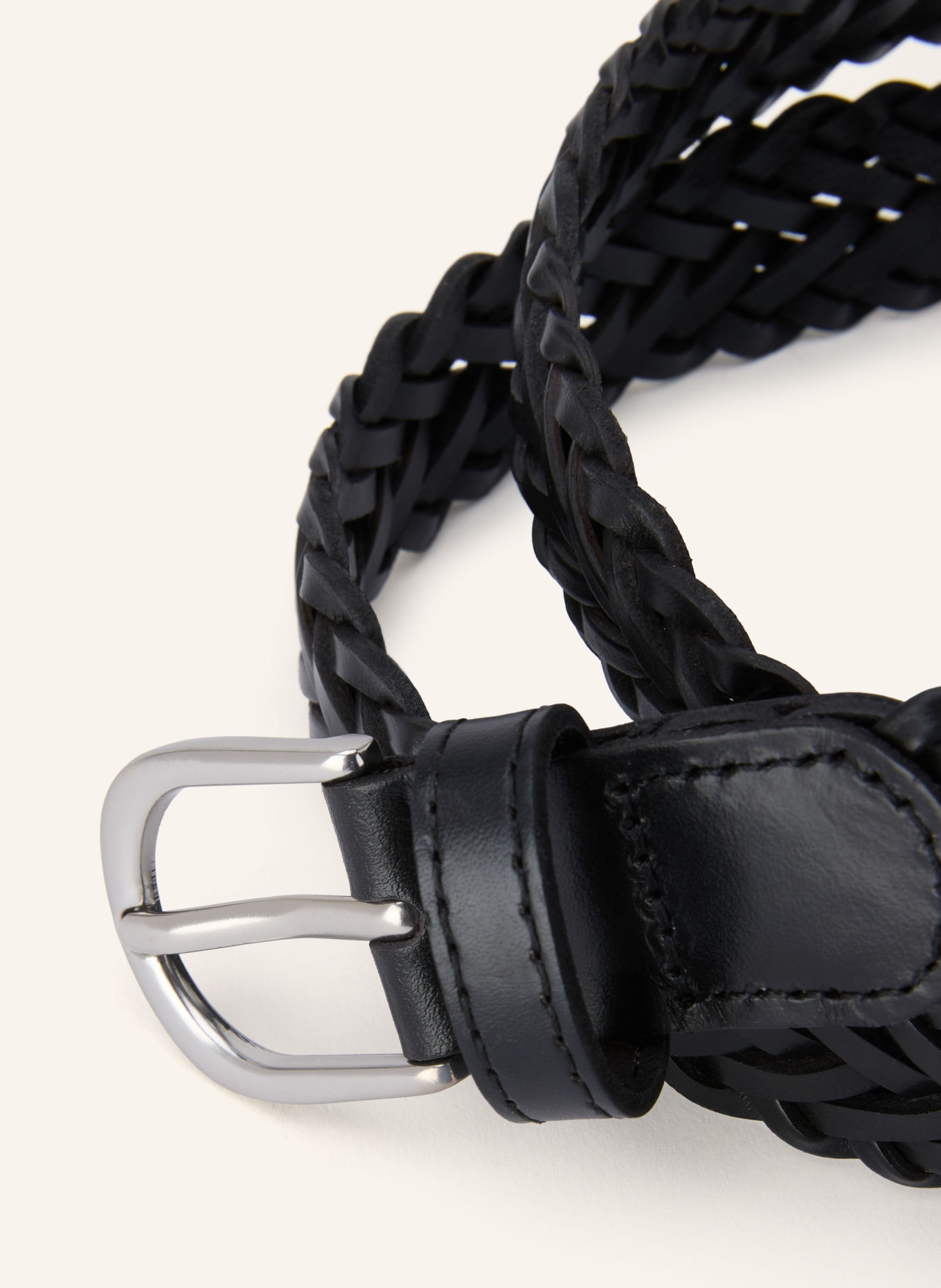 ARKET Braided belt made of leather: BLACK / SILVER