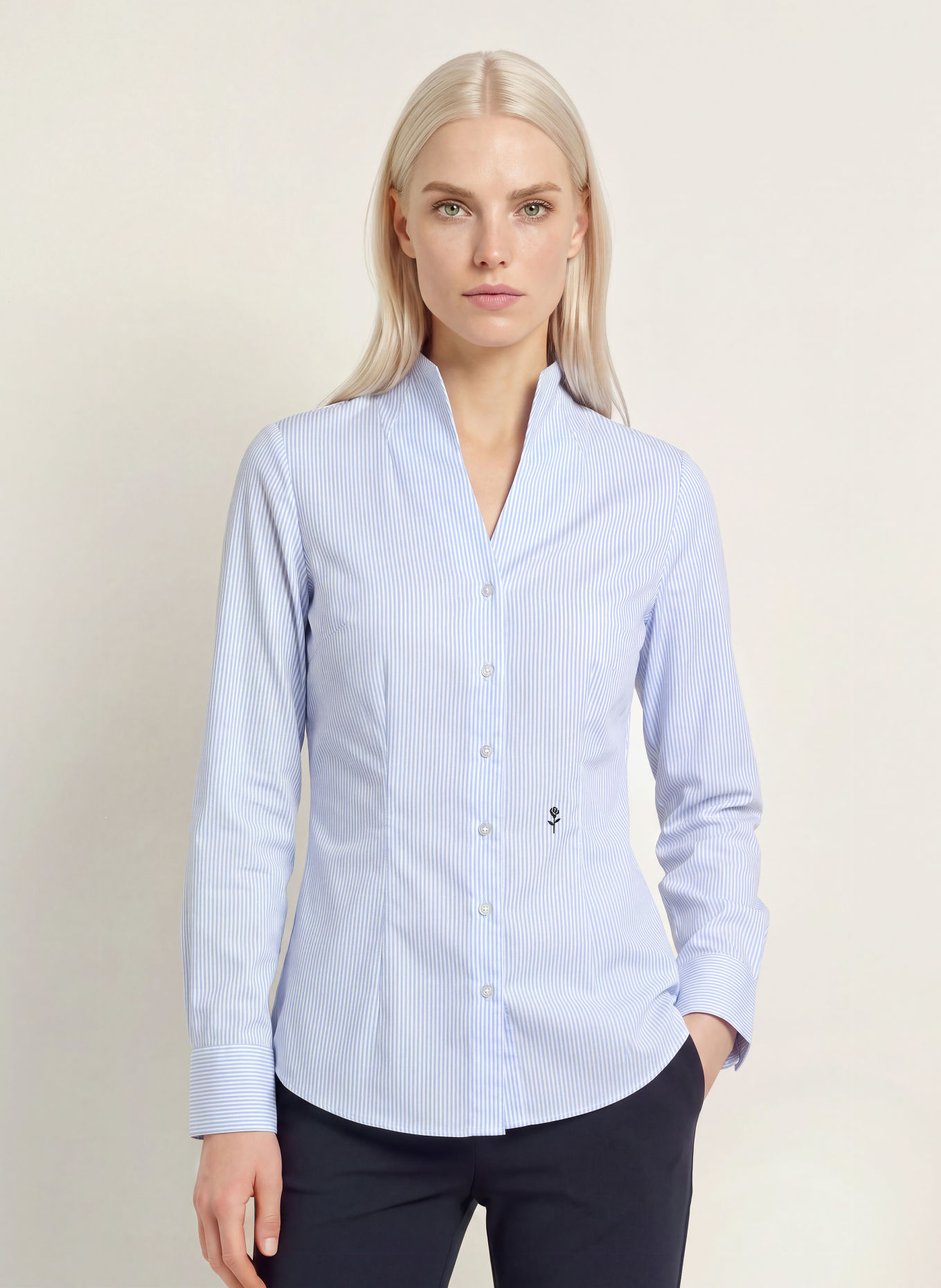 seidensticker Bluse ALMUT: HELLBLAU / WEISS