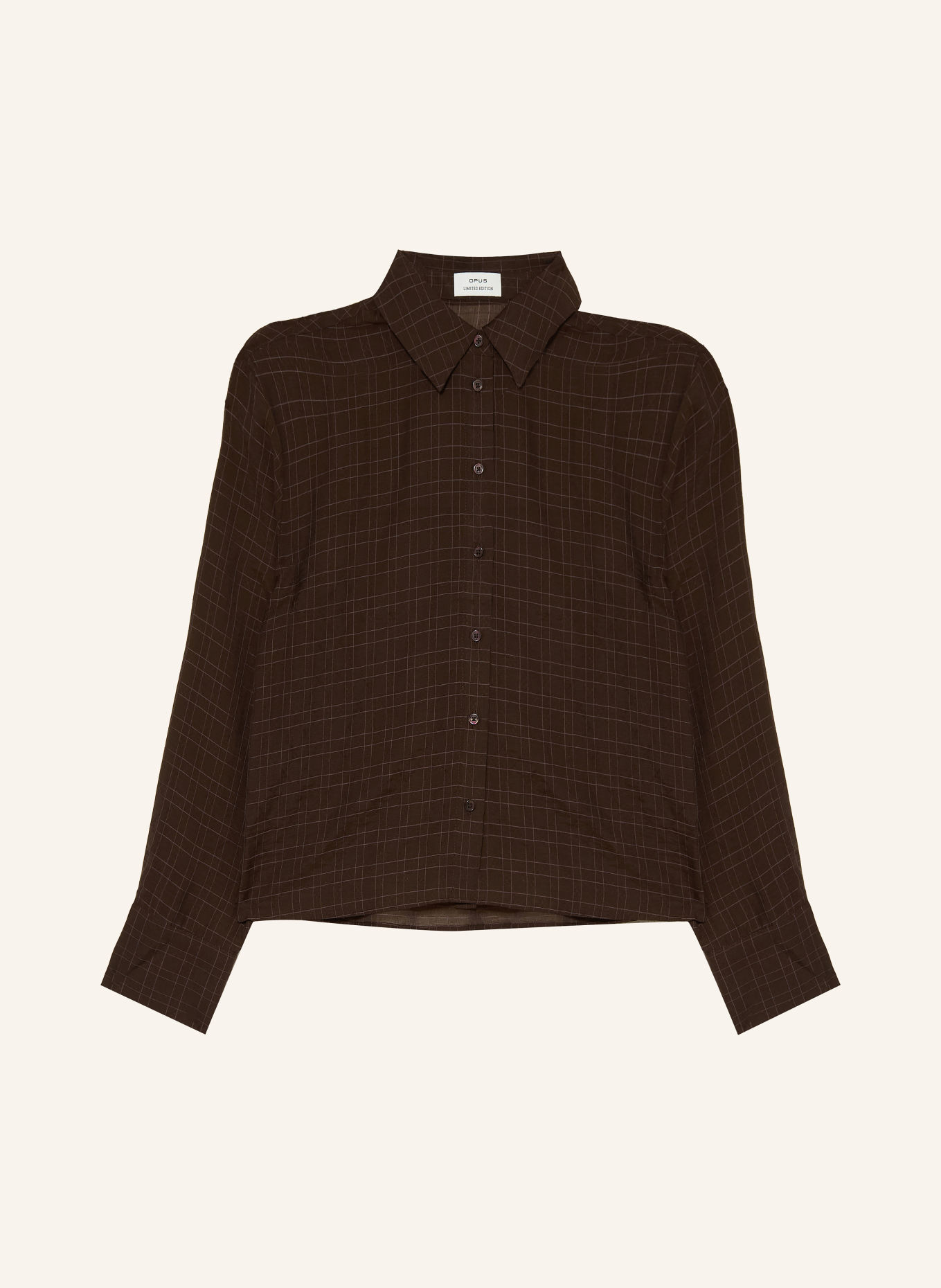 OPUS Overhemdblouse FARGYLE: MARRON FONCÉ / VIEUX ROSE