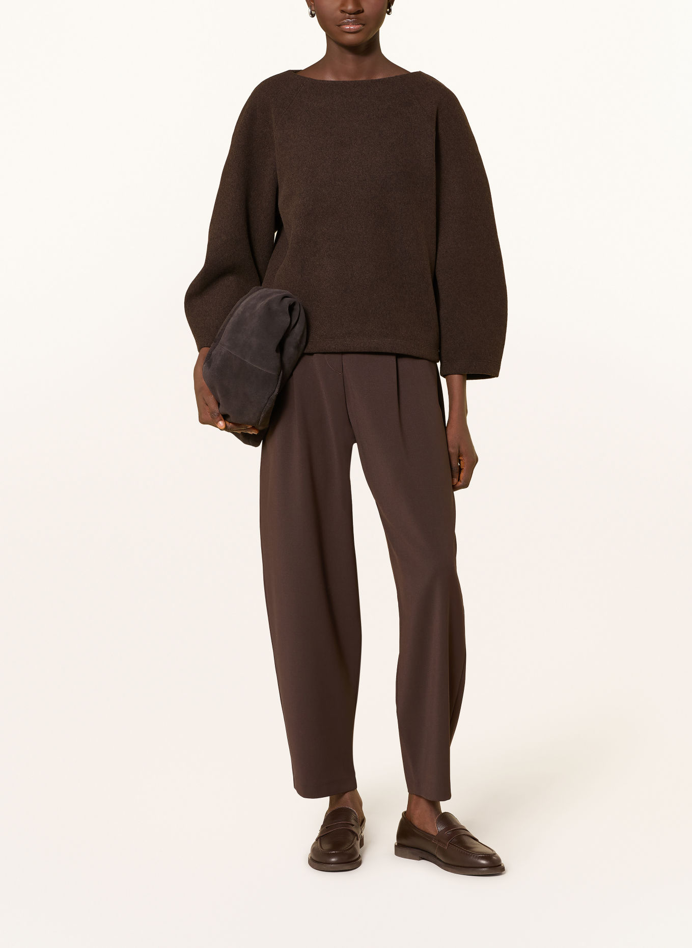 OPUS GUSERA Sweatshirt with 3/4-length sleeves: DARK BROWN
