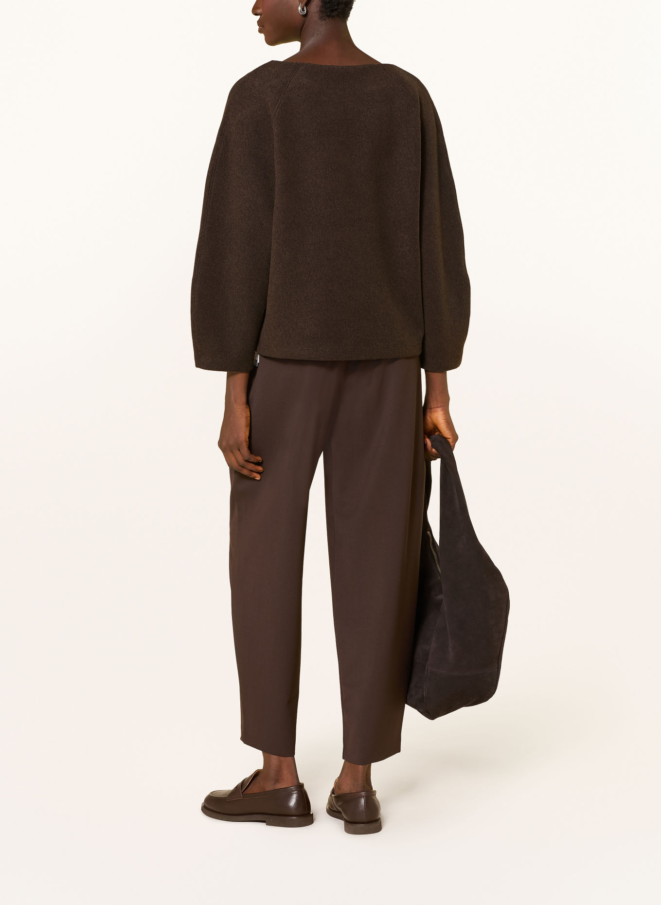 OPUS GUSERA Sweatshirt with 3/4-length sleeves: DARK BROWN