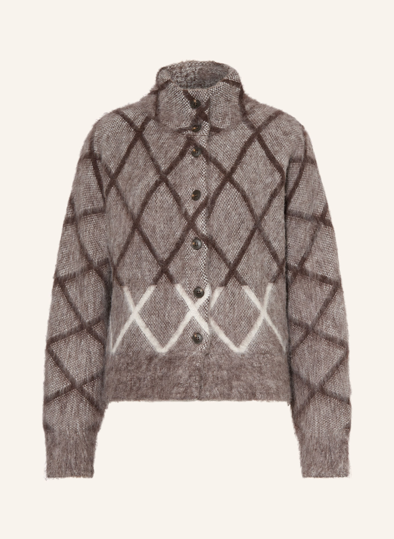 OPUS Vest DARGYLE: DONKERGRIJS / MARRON FONCÉ