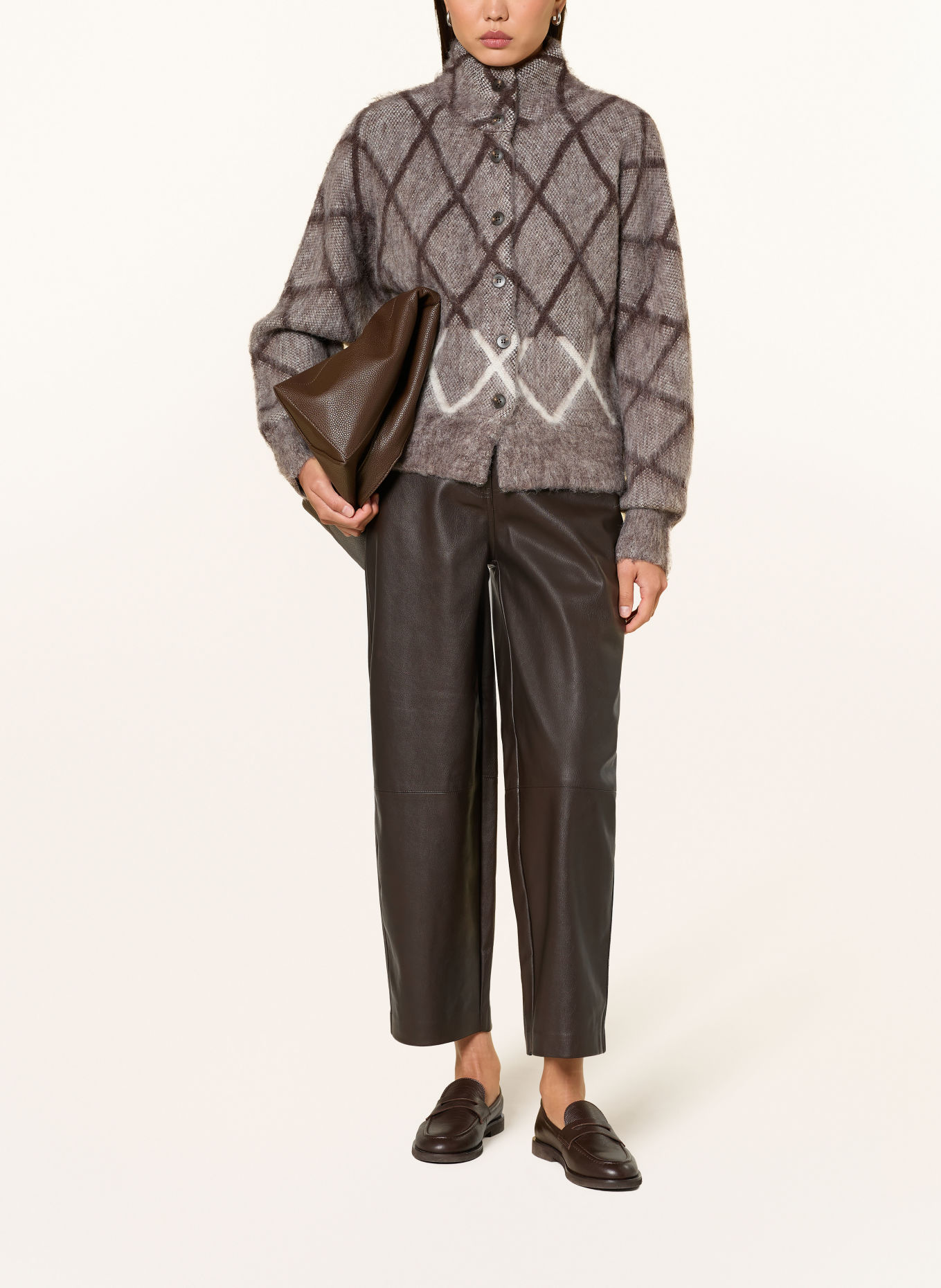 OPUS Vest DARGYLE: DONKERGRIJS / MARRON FONCÉ