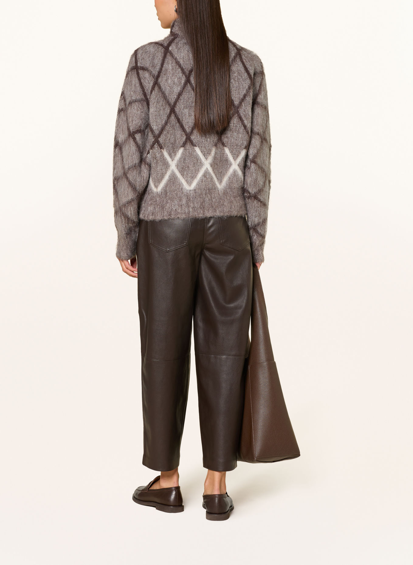 OPUS Vest DARGYLE: DONKERGRIJS / MARRON FONCÉ