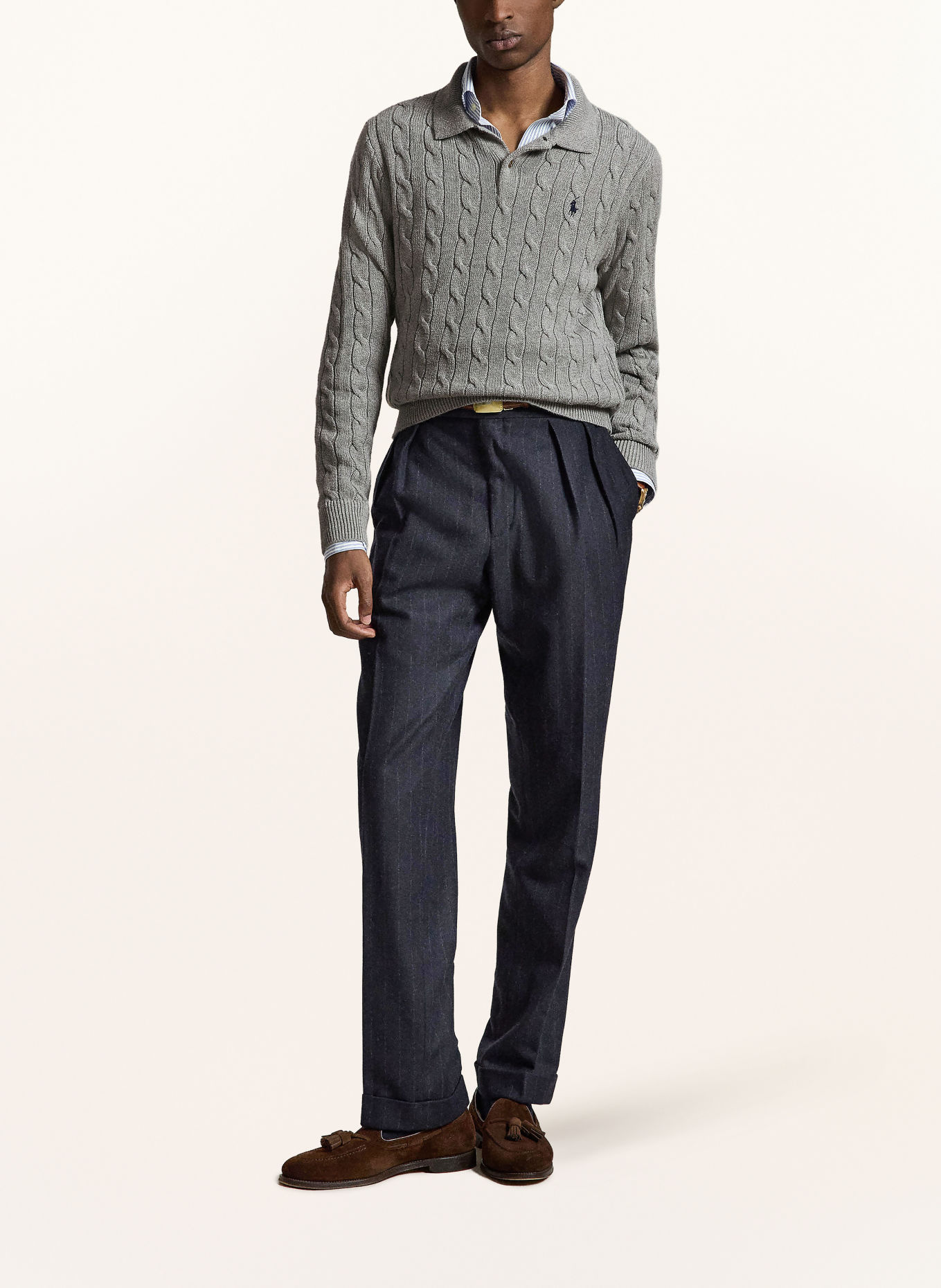 POLO RALPH LAUREN Gebreid poloshirt: GRIJS