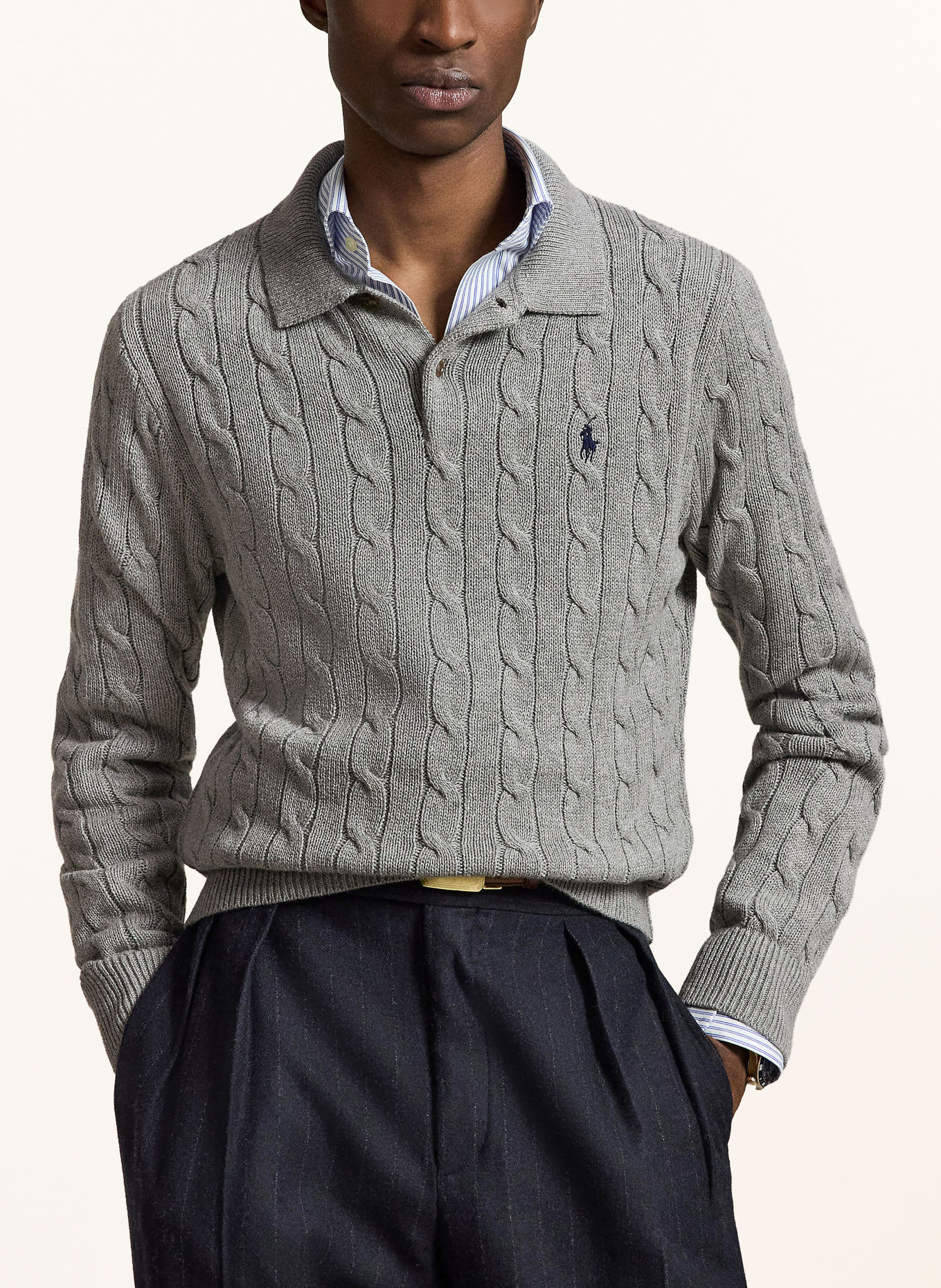 POLO RALPH LAUREN Gebreid poloshirt: GRIJS