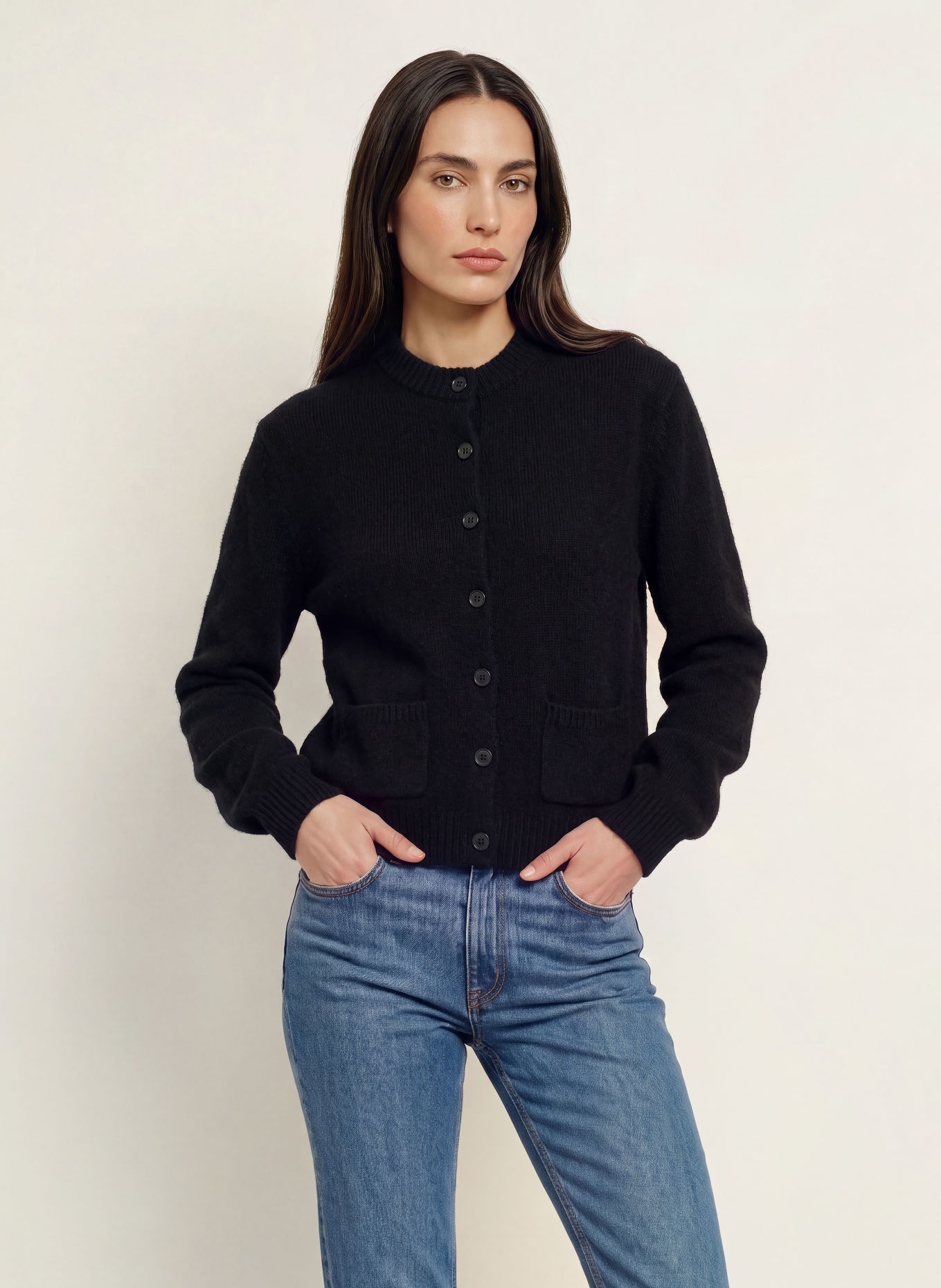 ARKET Strickjacke mit Alpaka: SCHWARZ