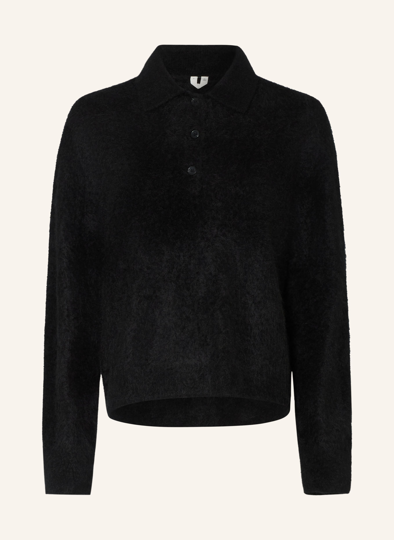 ARKET Cashmere Knit Polo Shirt: BLACK