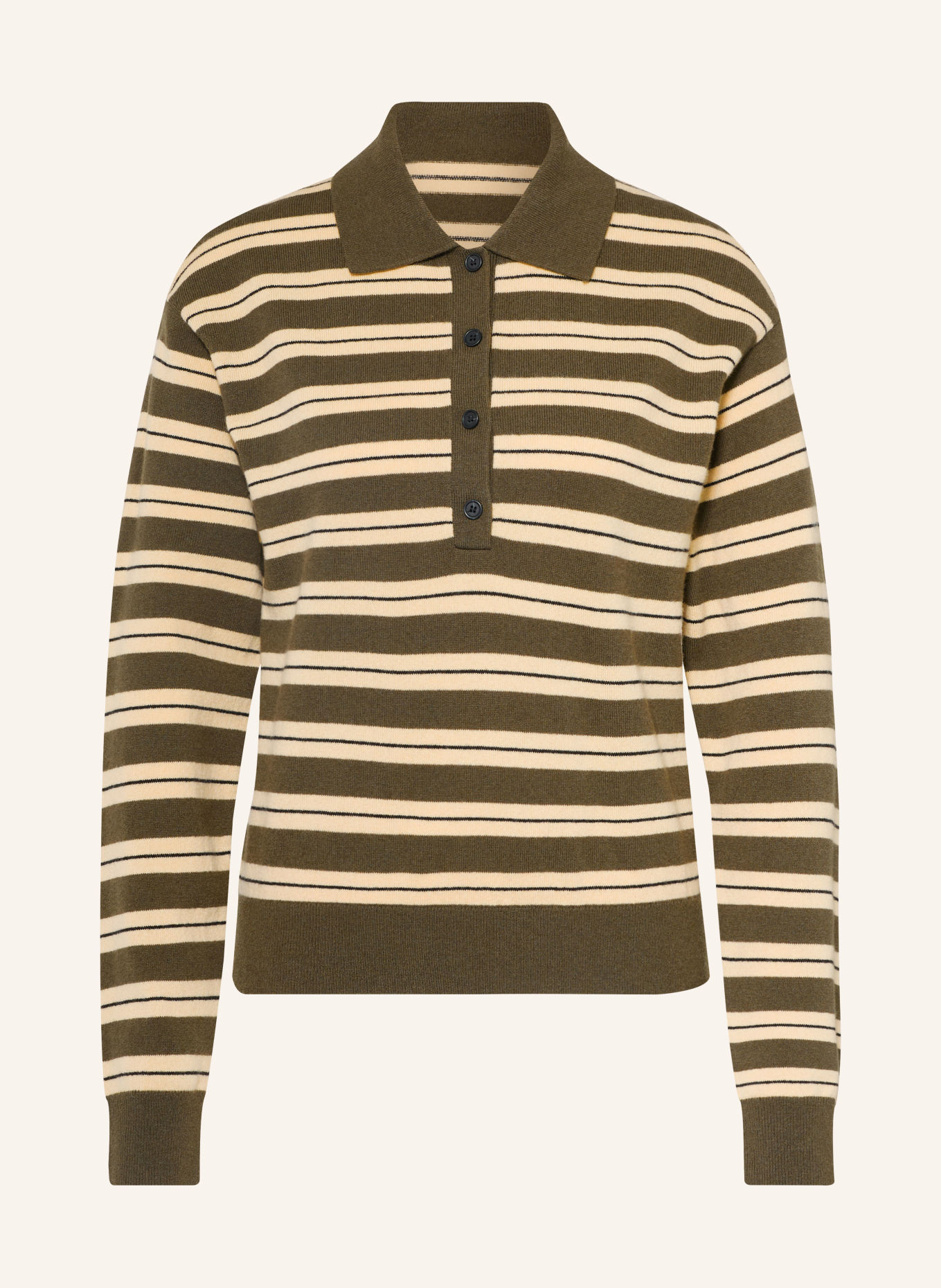 ARKET WAIDA Knit polo shirt: OLIVE / LIGHT BROWN / BLACK