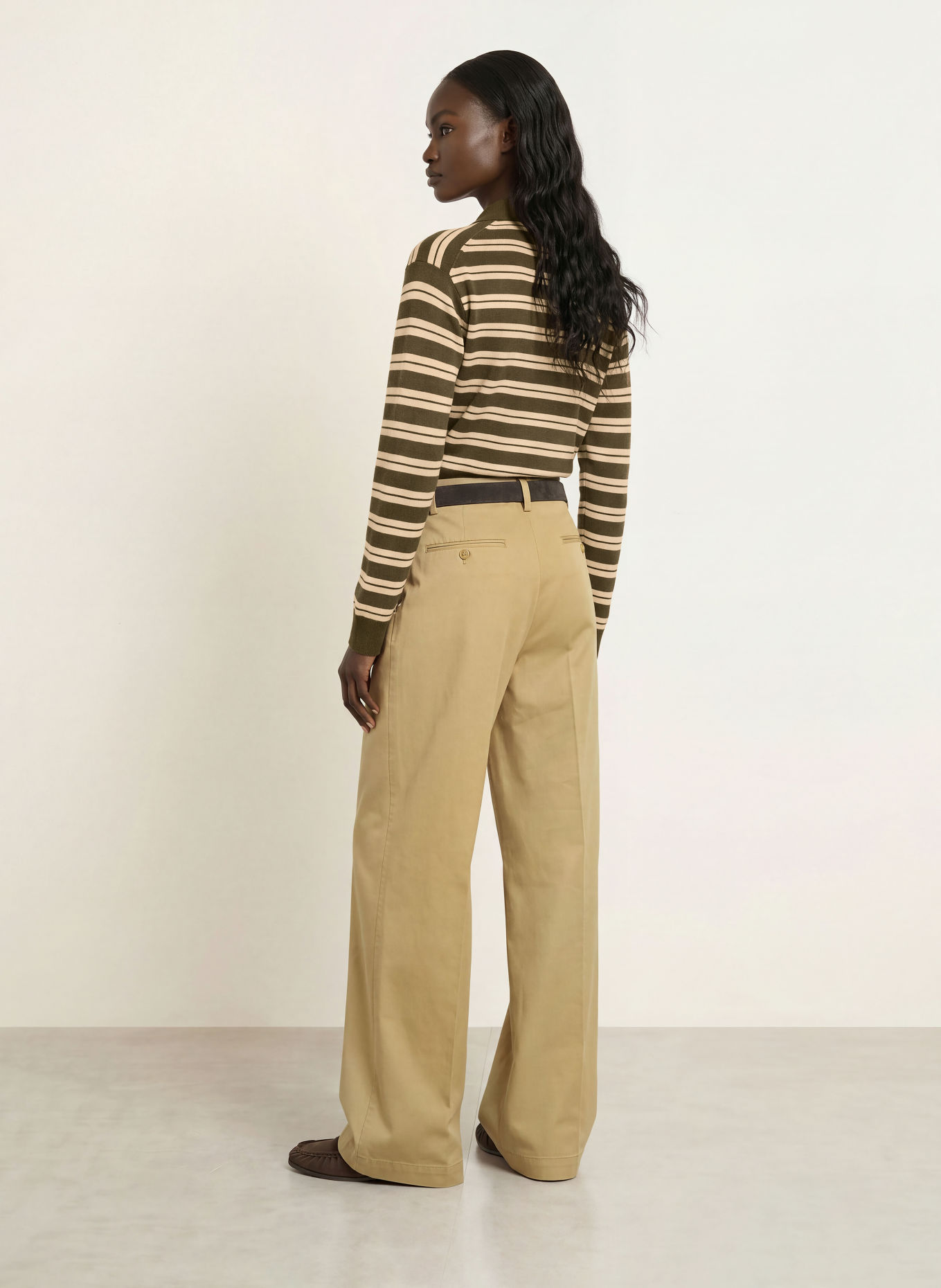 ARKET WAIDA Knit polo shirt: OLIVE / LIGHT BROWN / BLACK