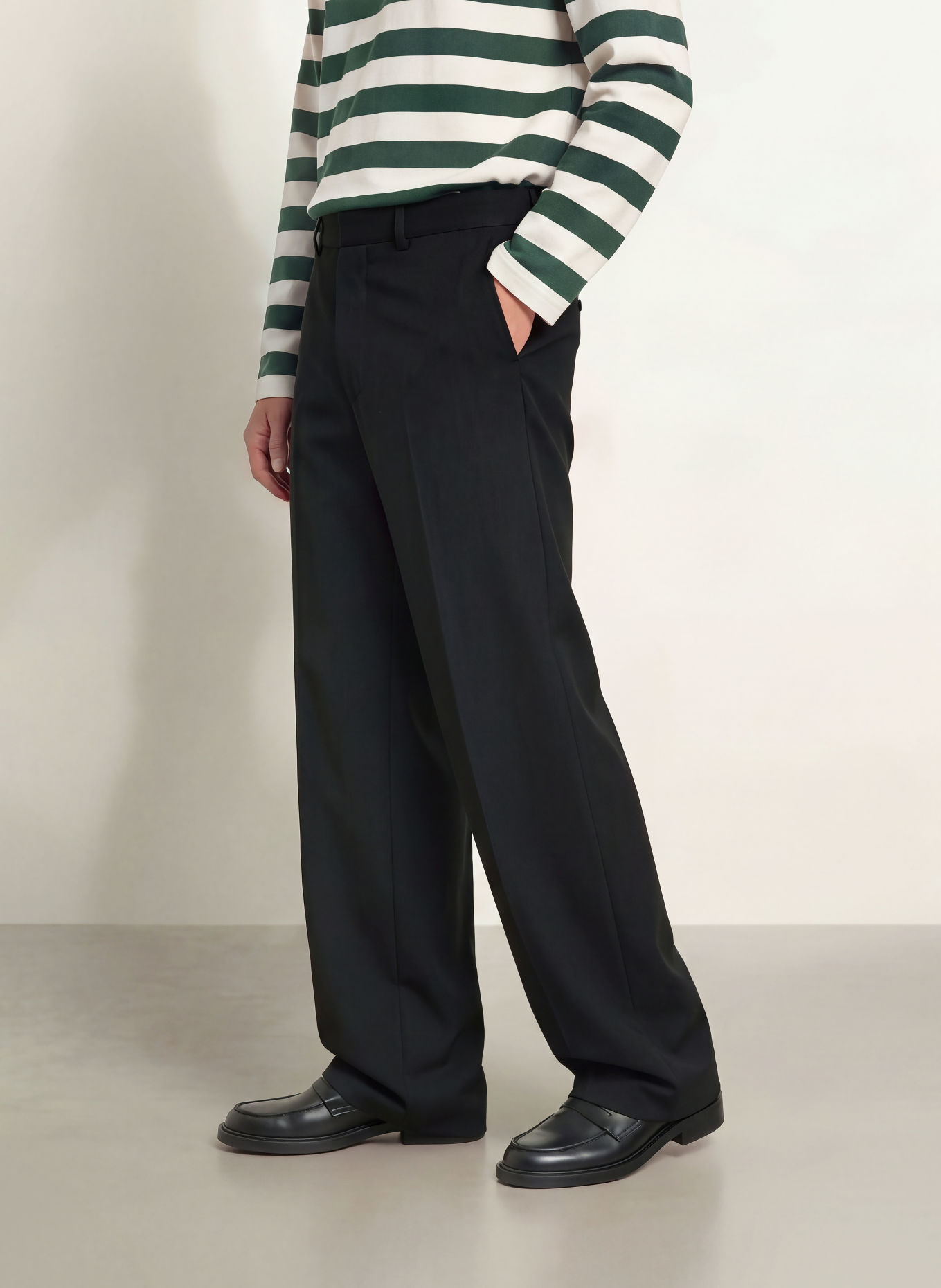 ARKET Regular-Fit Trousers: BLACK