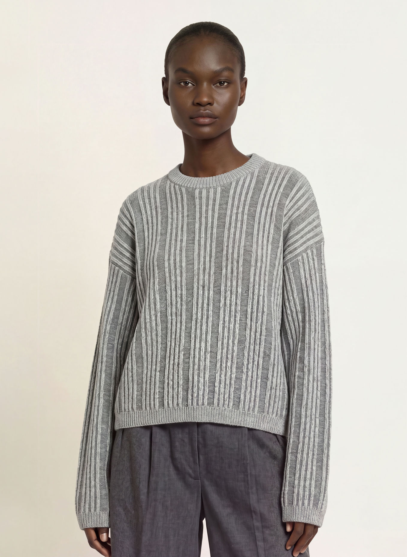 black palms NOVIE Sweater: GRAY / WHITE