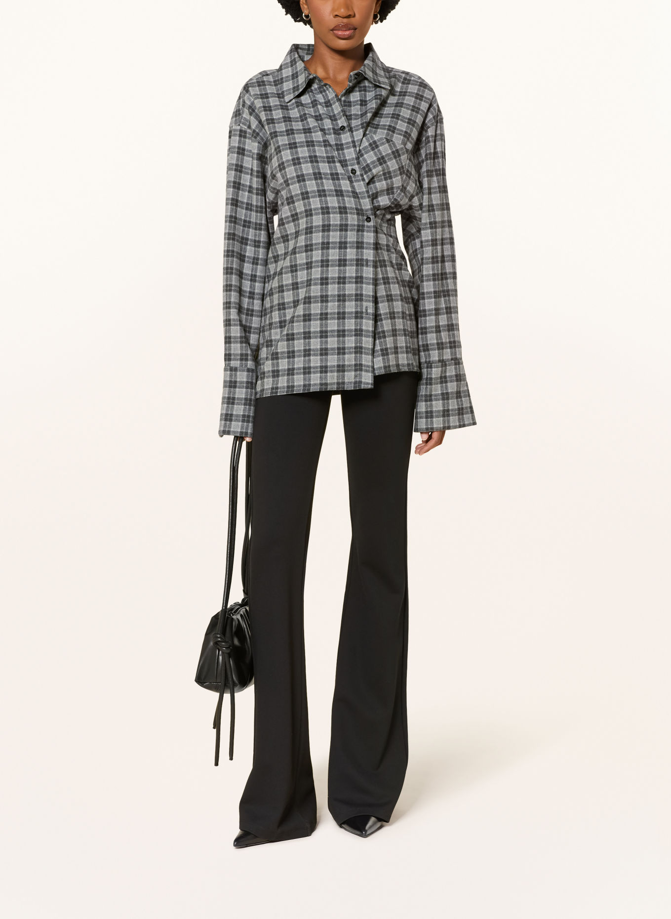 black palms CLEAH Flannel Shirt blouse: DARK GRAY / LIGHT GRAY / GRAY