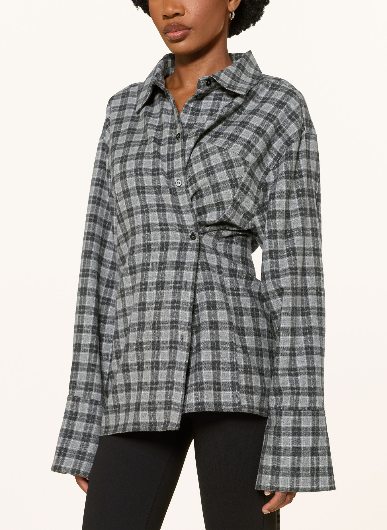 black palms CLEAH Flannel Shirt blouse: DARK GRAY / LIGHT GRAY / GRAY