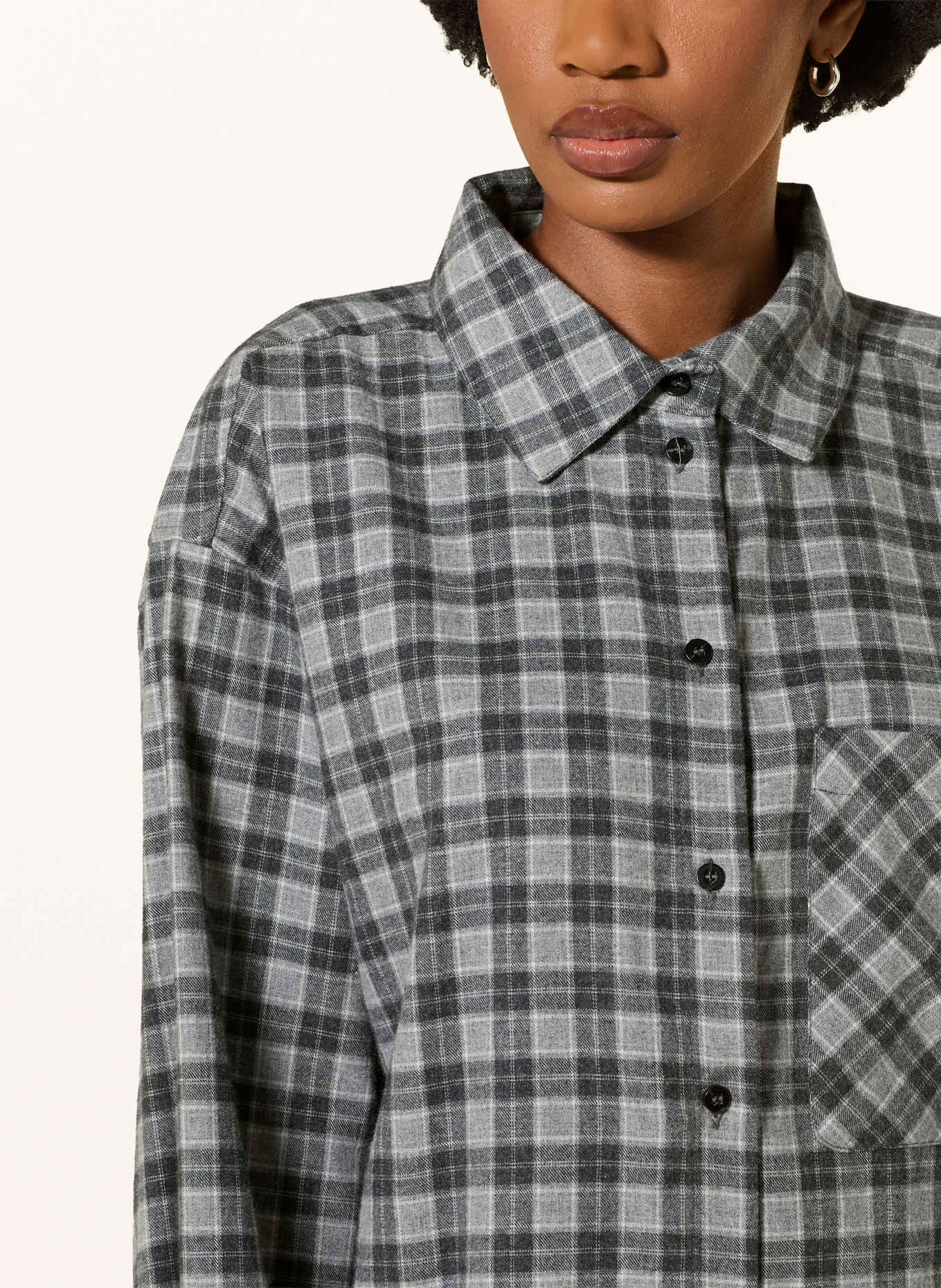 black palms CLEAH Flannel Shirt blouse: DARK GRAY / LIGHT GRAY / GRAY