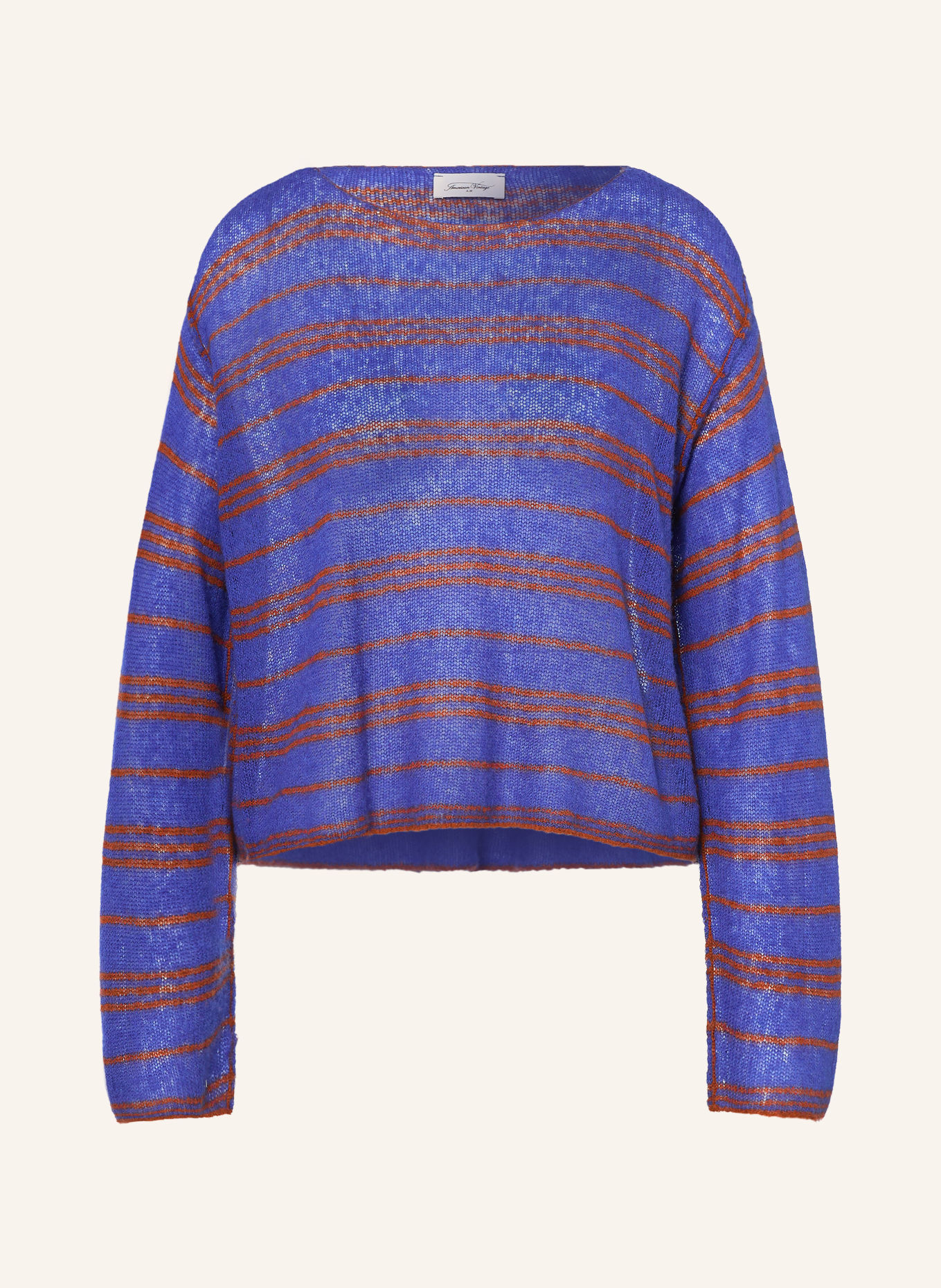 American Vintage Pull BODYROW: BLEU FONCÉ / MARRON