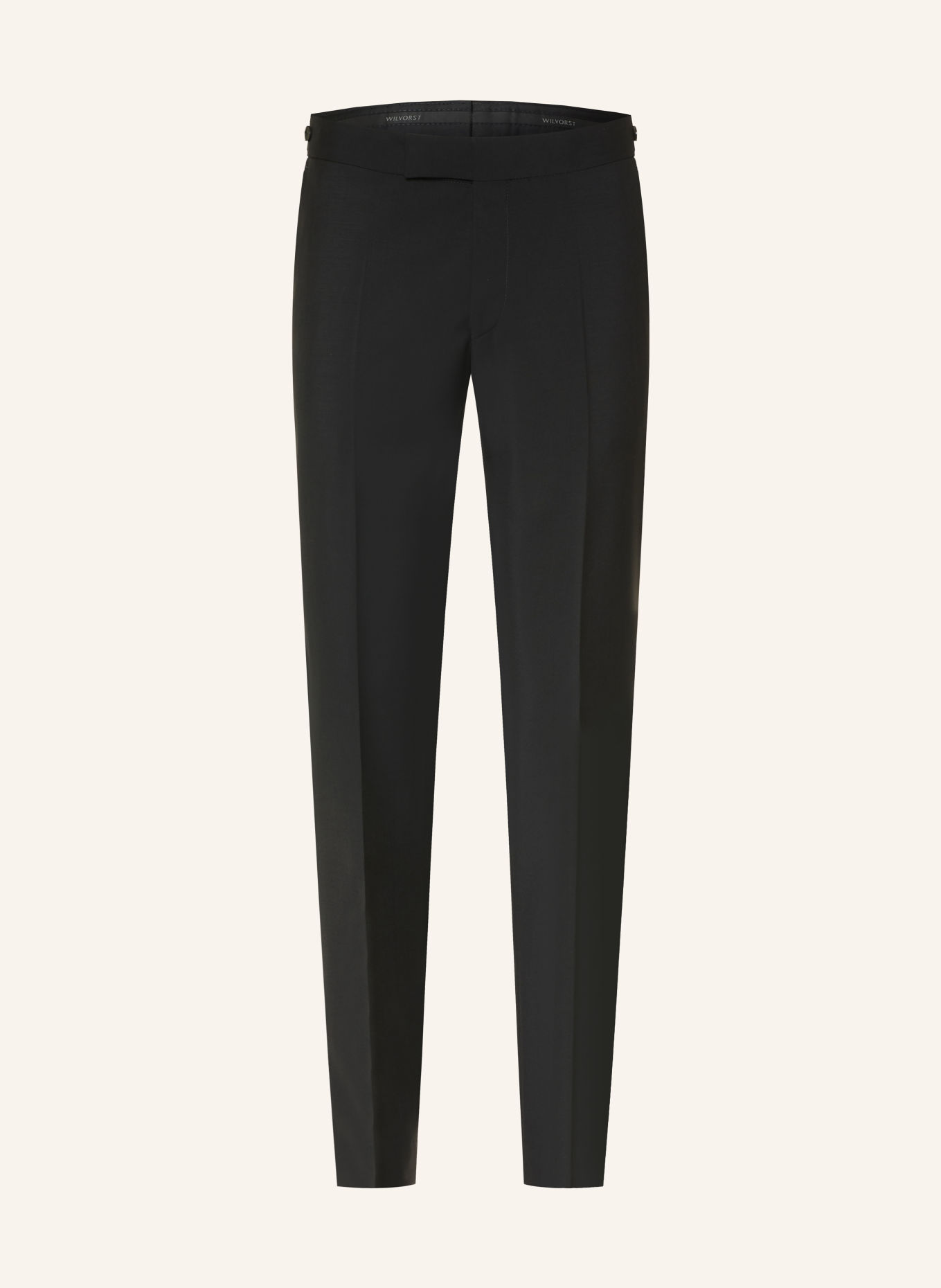 WILVORST Slim-fit tuxedo trousers with braided stripes: 010 SCHWARZ