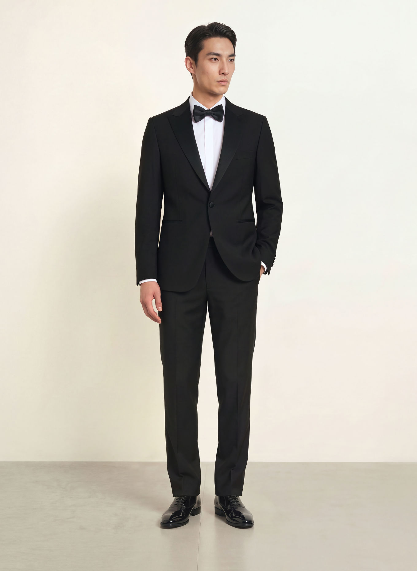 WILVORST Slim-fit tuxedo trousers with braided stripes: 010 SCHWARZ