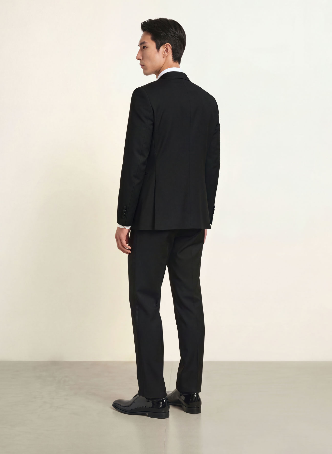 WILVORST Slim-fit tuxedo trousers with braided stripes: 010 SCHWARZ