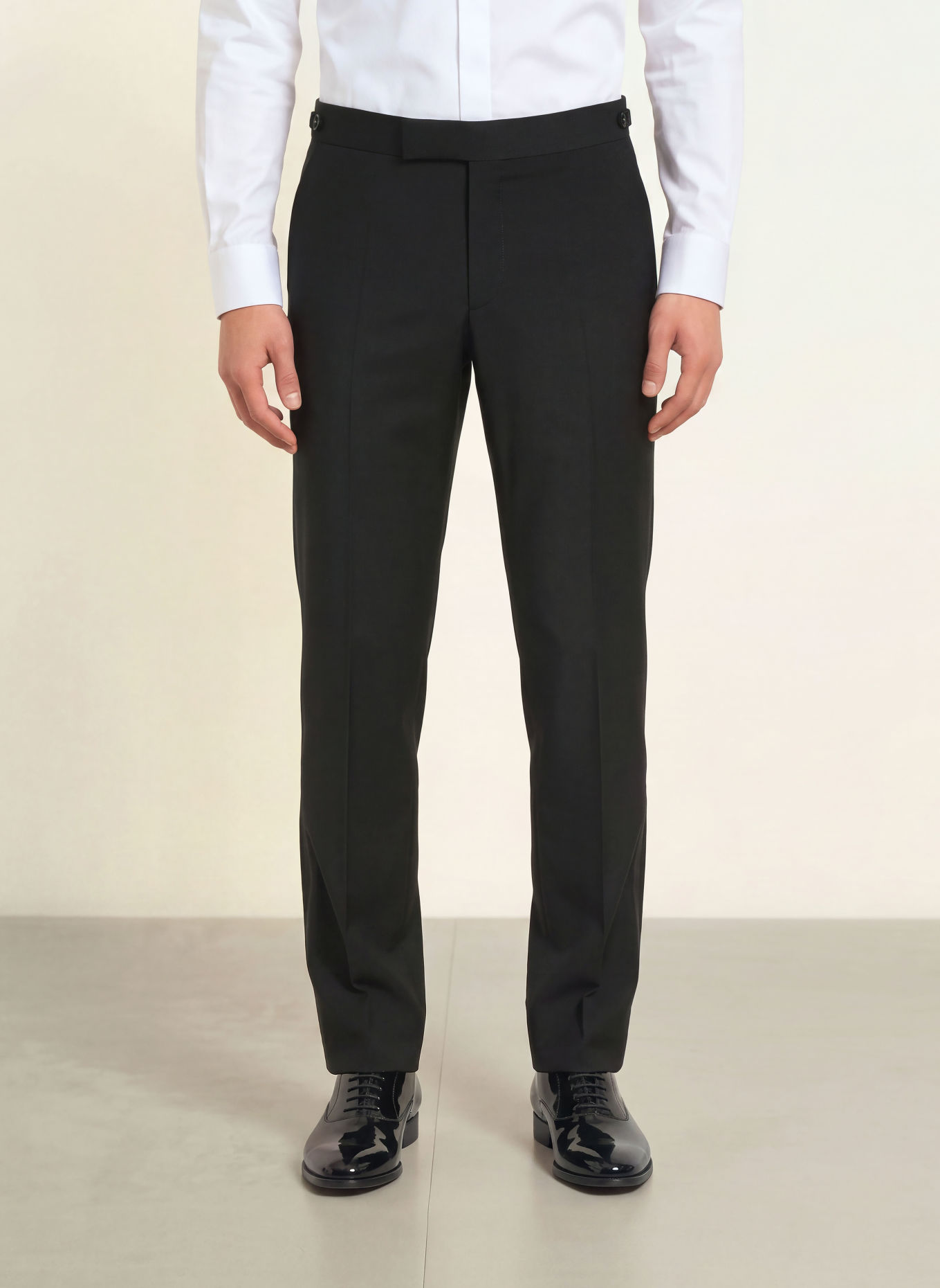 WILVORST Slim-fit tuxedo trousers with braided stripes: 010 SCHWARZ
