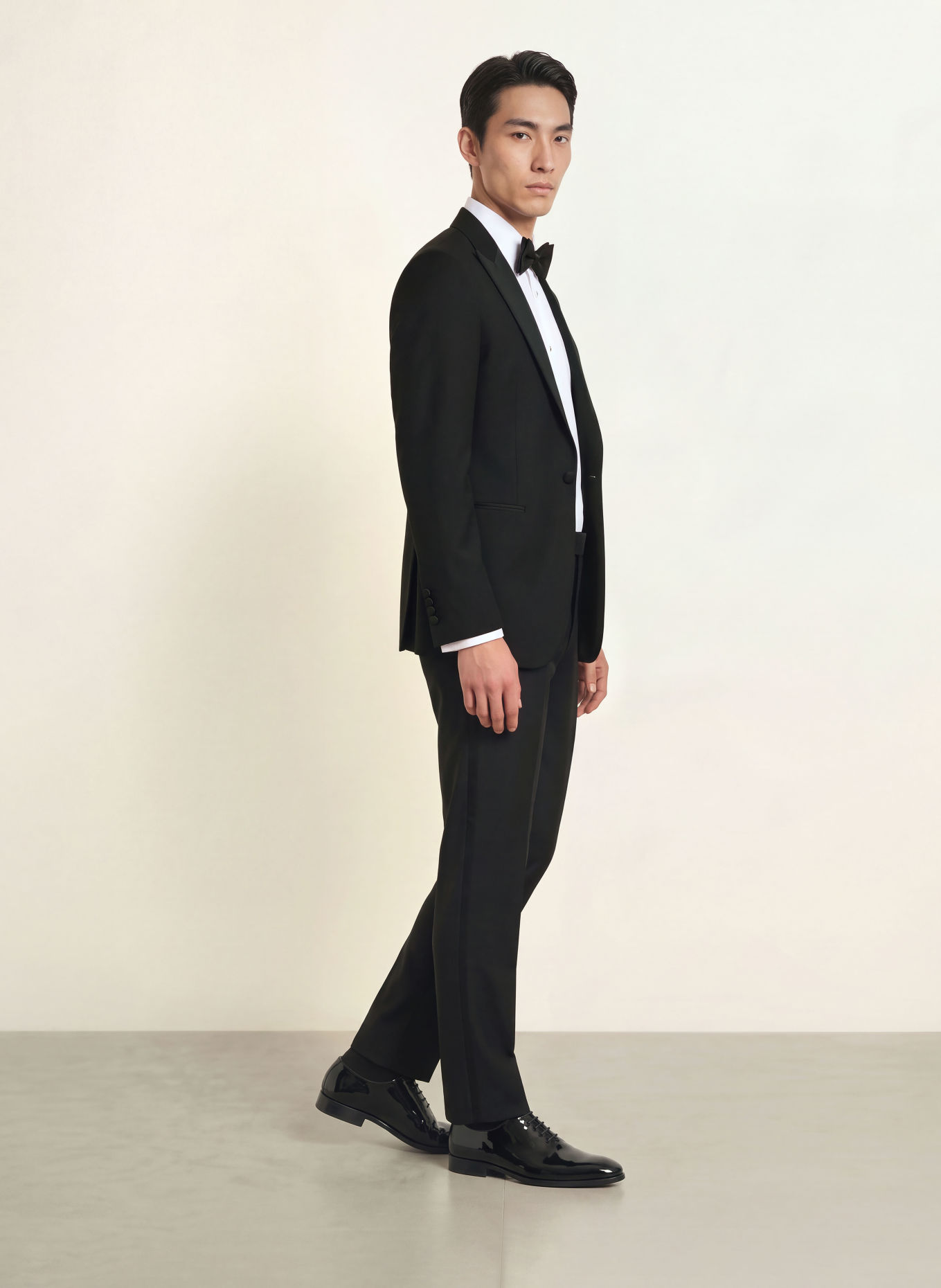 WILVORST Slim-fit tuxedo trousers with braided stripes: 010 SCHWARZ