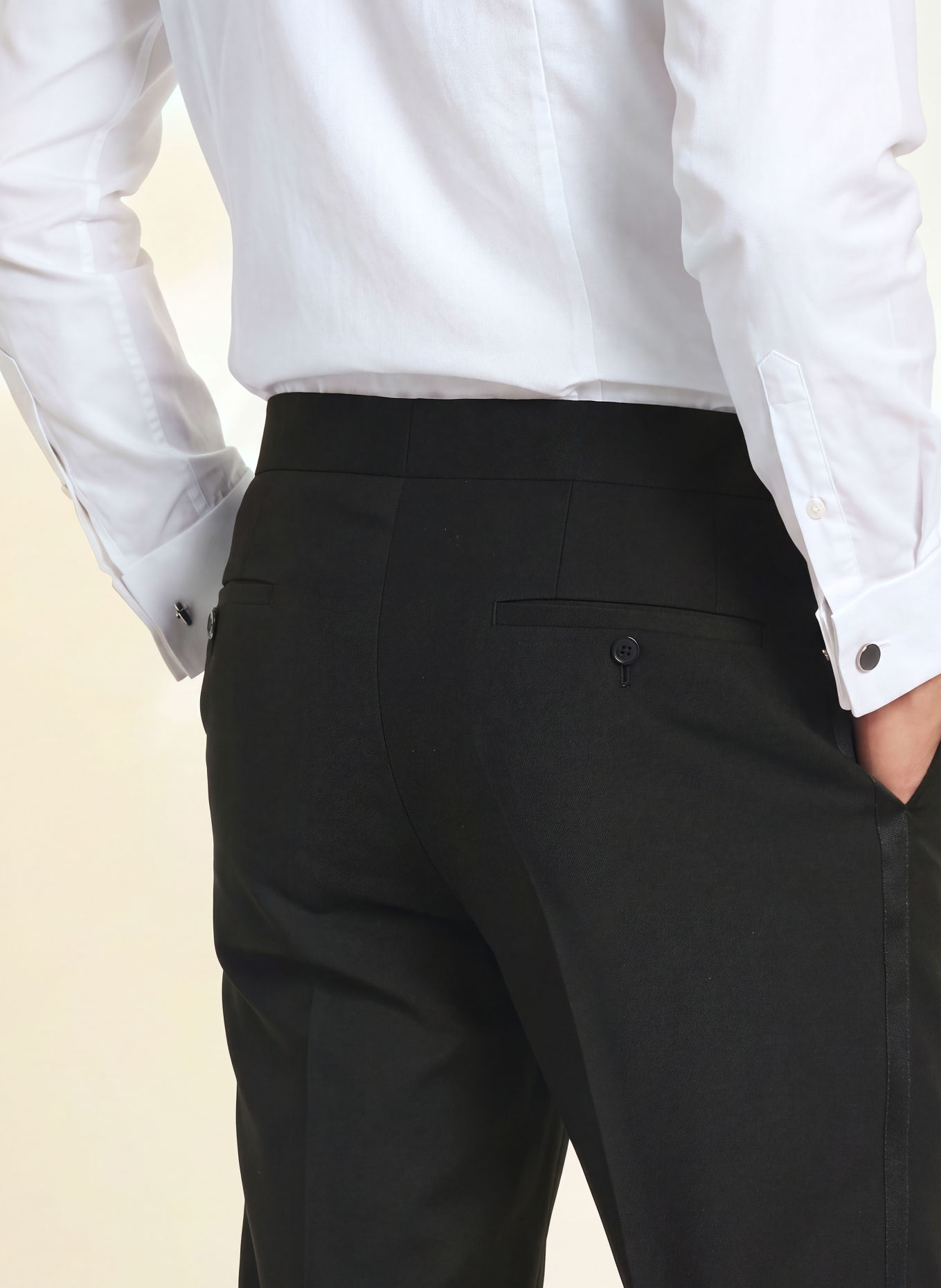 WILVORST Slim-fit tuxedo trousers with braided stripes: 010 SCHWARZ