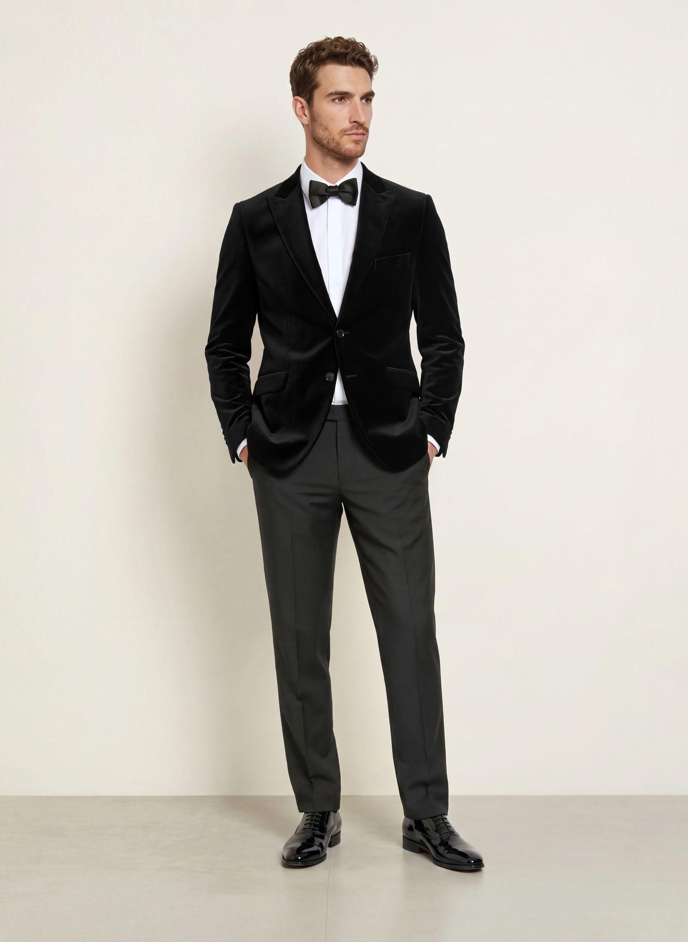 WILVORST Fluwelen colbert, regular fit: 010 SCHWARZ