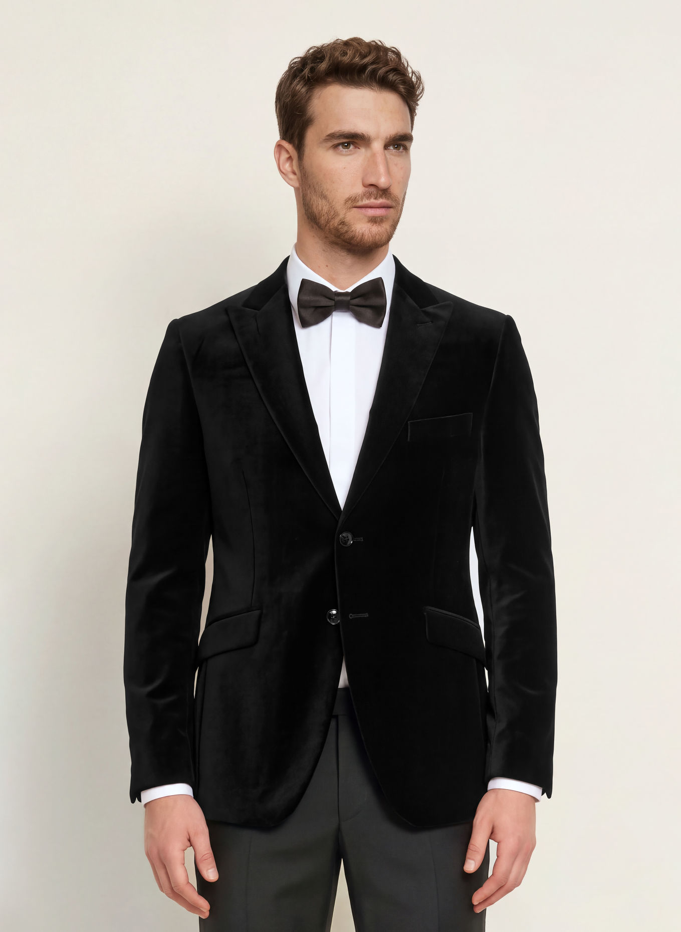 WILVORST Fluwelen colbert, regular fit: 010 SCHWARZ