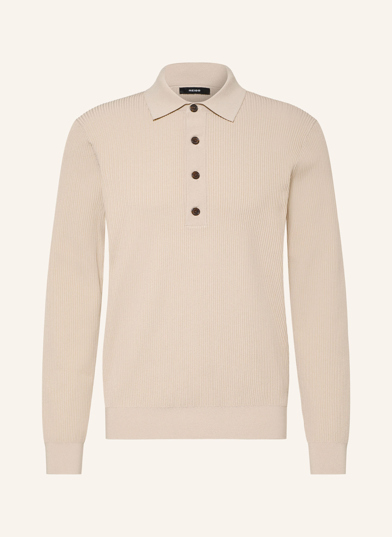 REISS Knit polo shirt: LIGHT BROWN