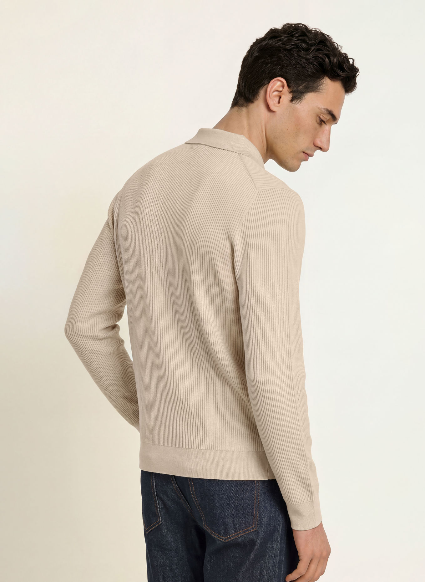 REISS Knit polo shirt: LIGHT BROWN