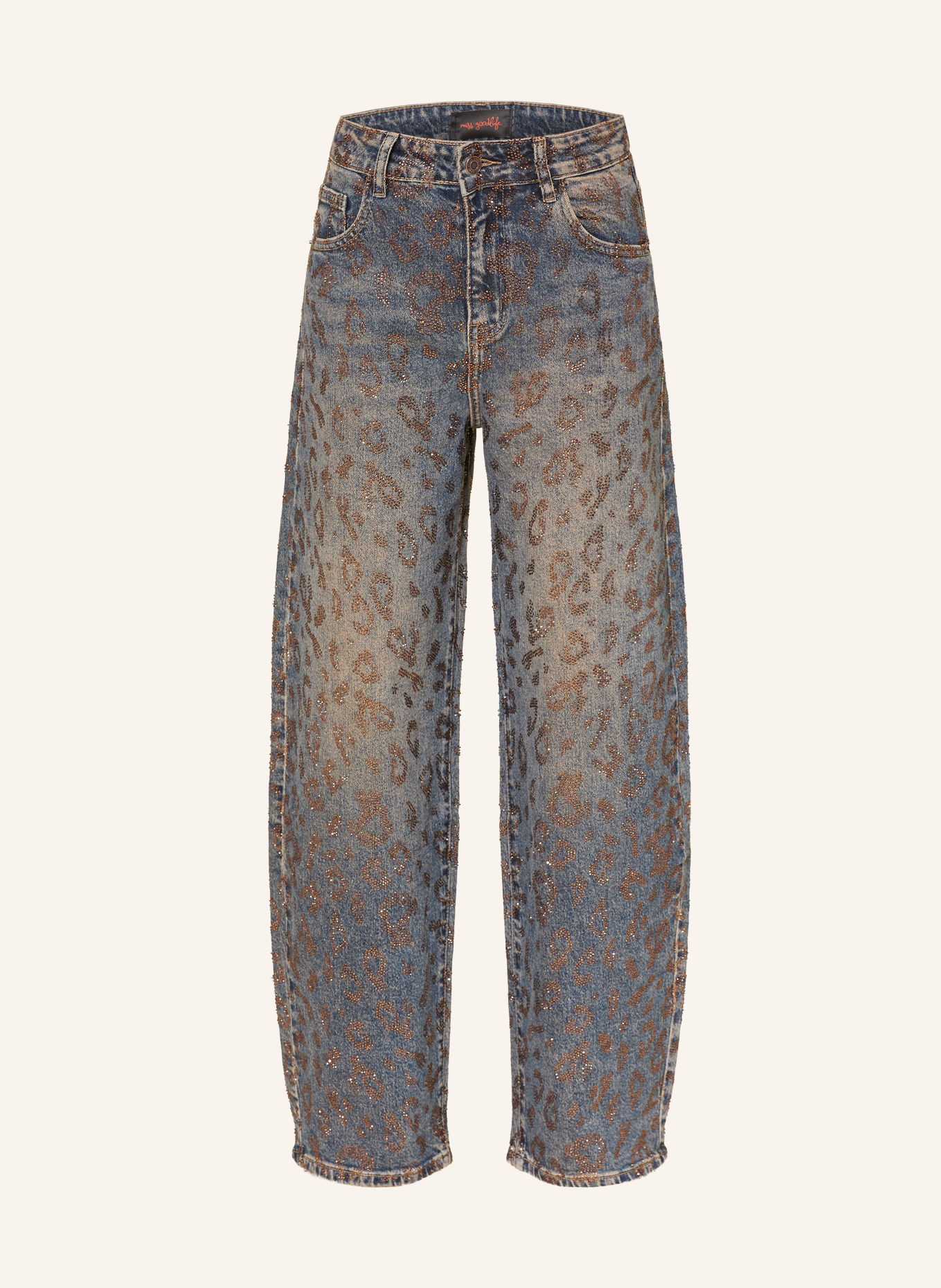 miss goodlife Barrel Jeans mit Shcmucksteinen: 29 GREY