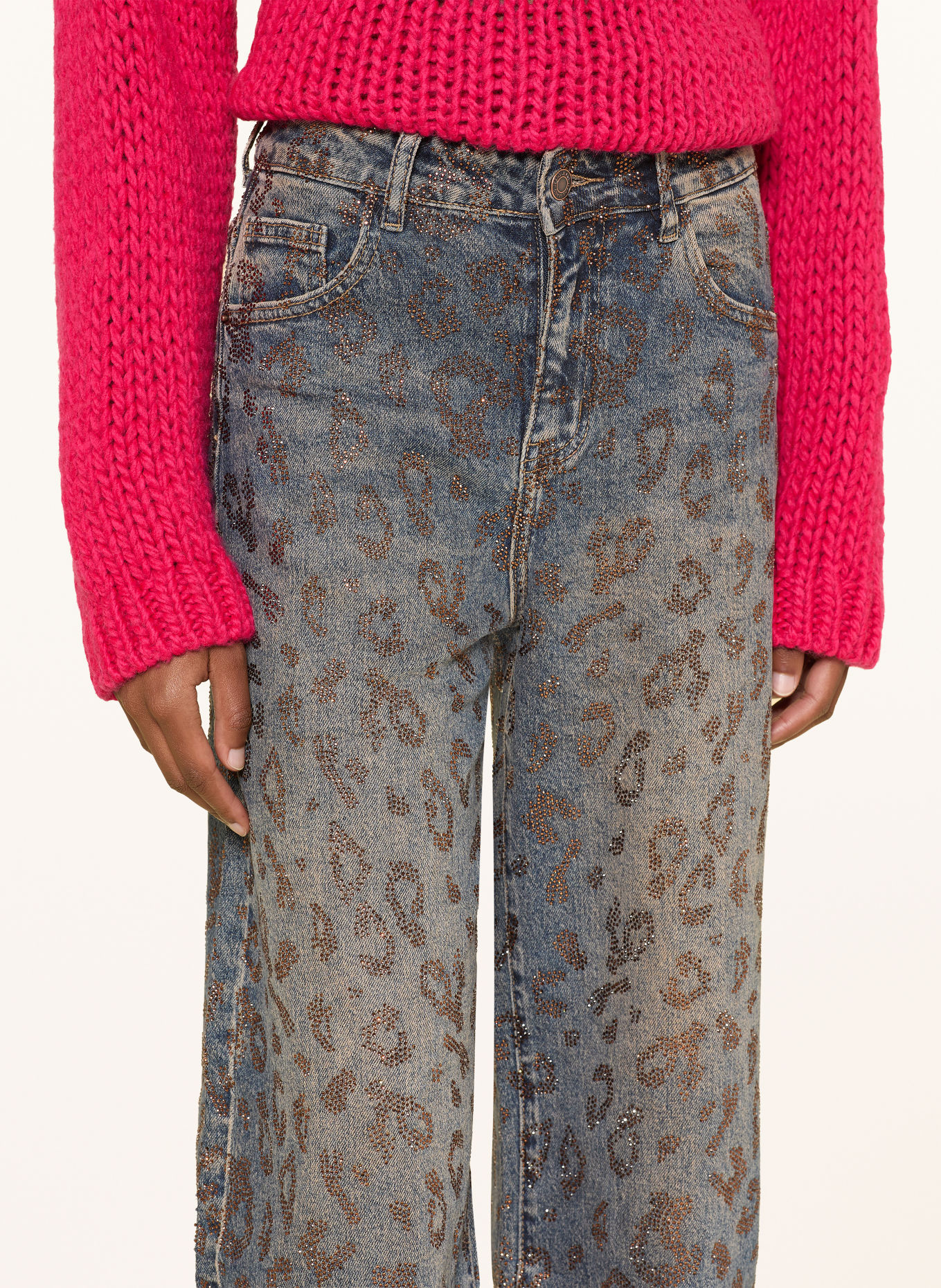 miss goodlife Barrel Jeans mit Shcmucksteinen: 29 GREY
