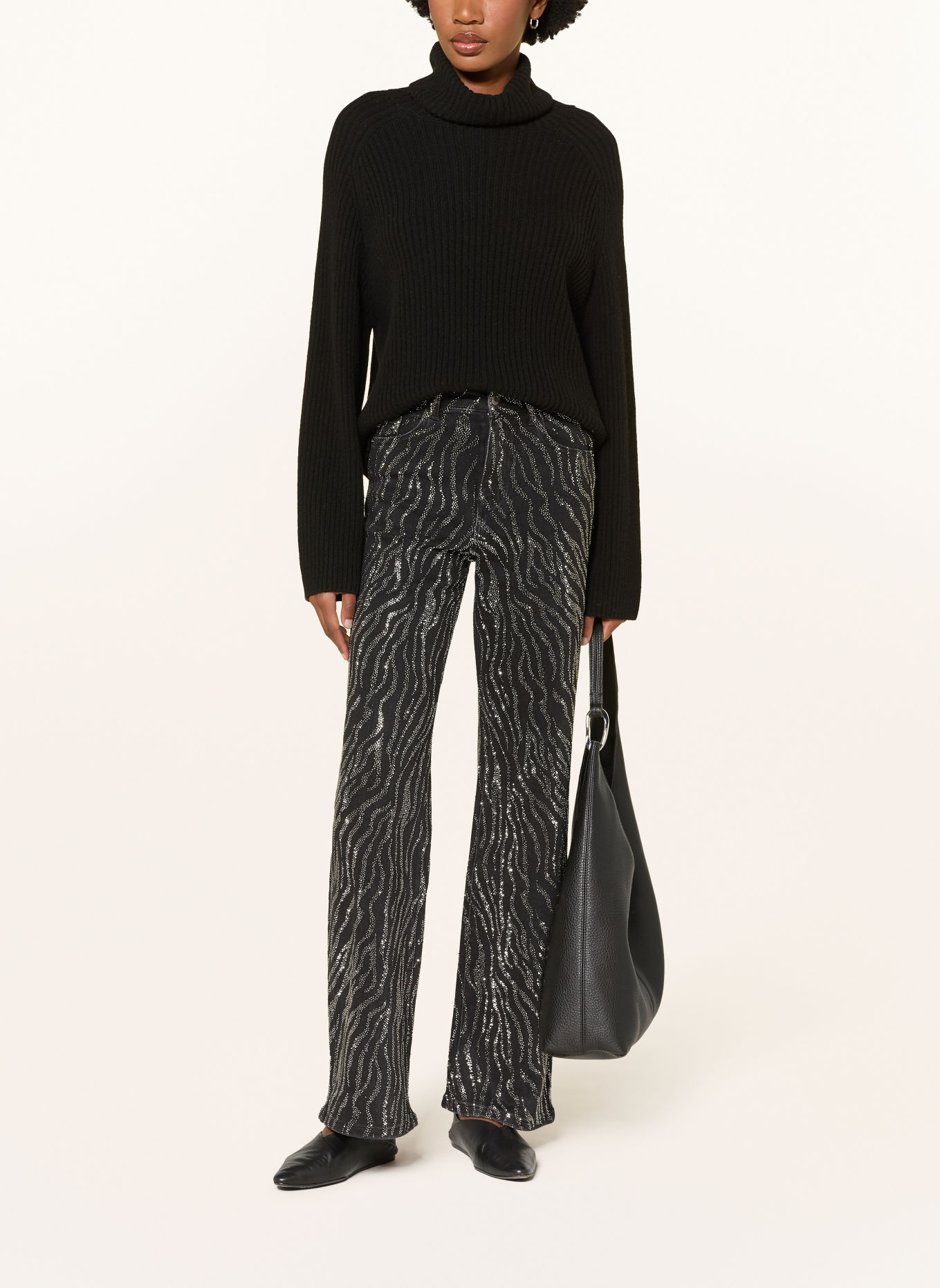 miss goodlife Wide Leg Jeans mit Schmucksteinen: 2 BLACK