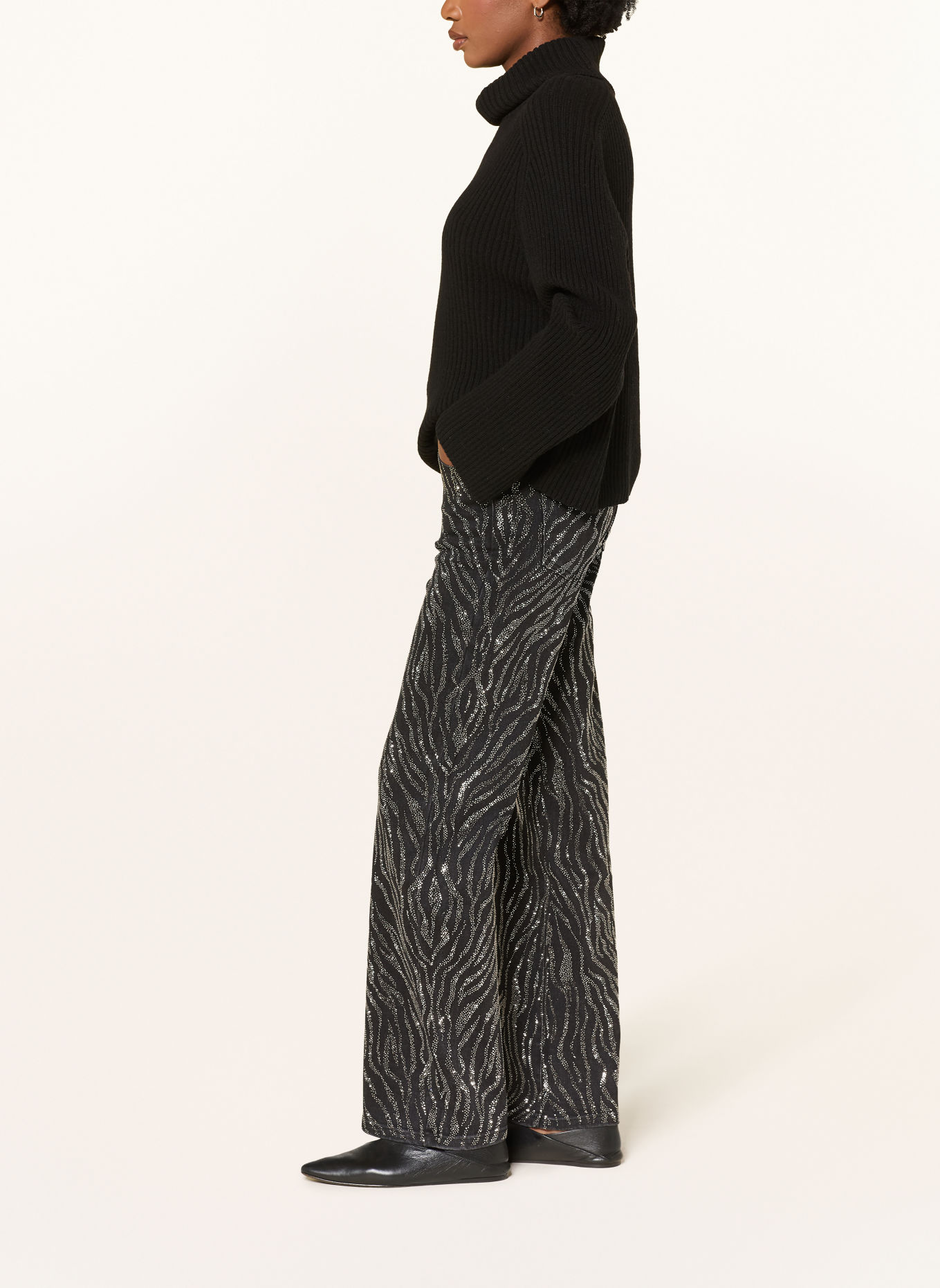miss goodlife Wide Leg Jeans mit Schmucksteinen: 2 BLACK