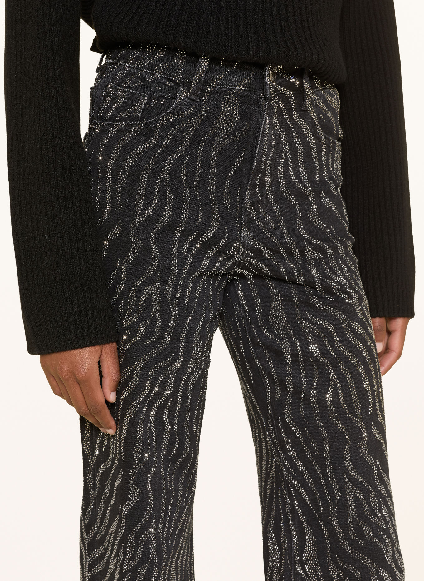 miss goodlife Wide Leg Jeans mit Schmucksteinen: 2 BLACK